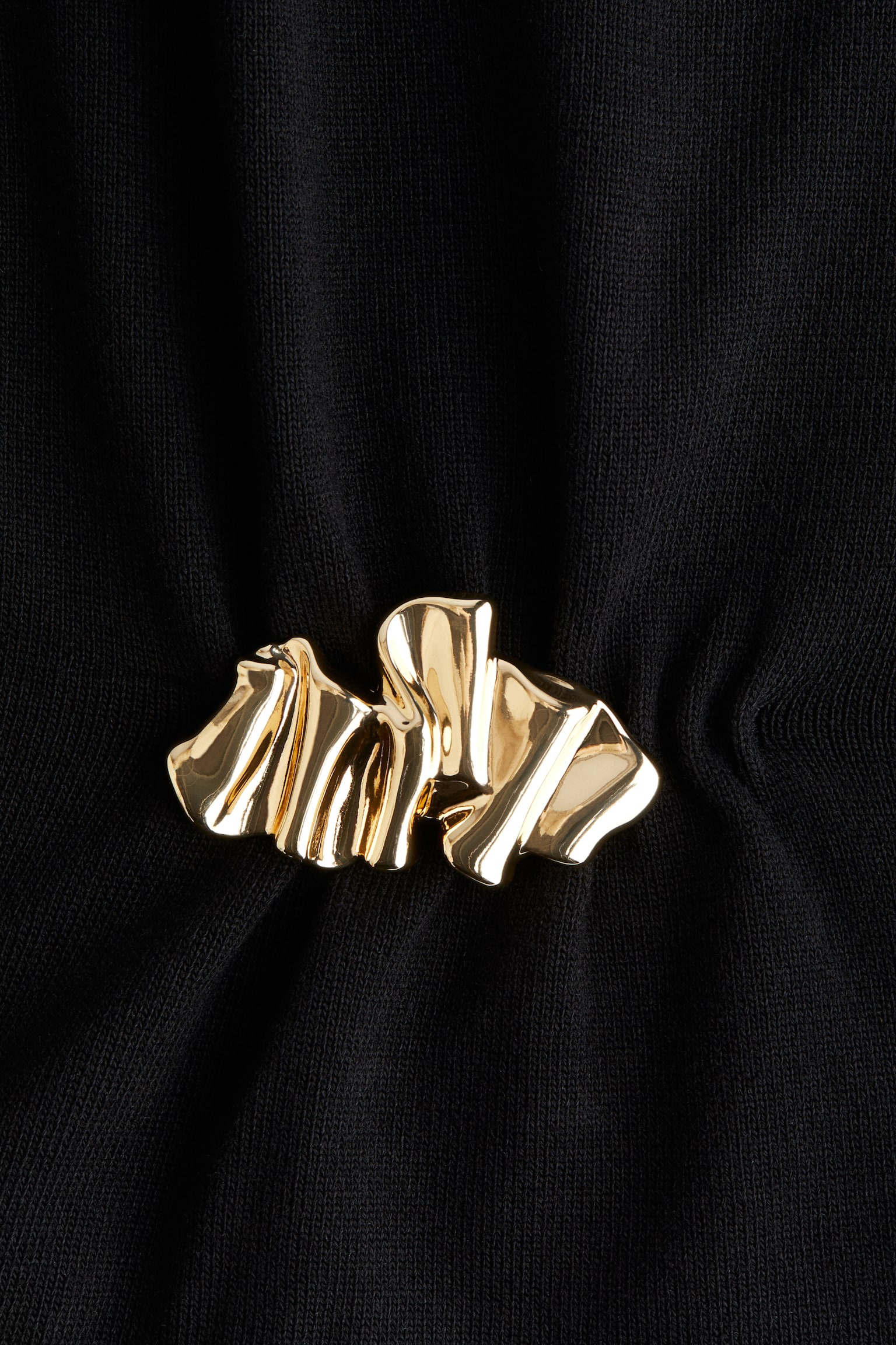 Metal Detaylı İnce Triko Üst - Siyah/Krem - 5