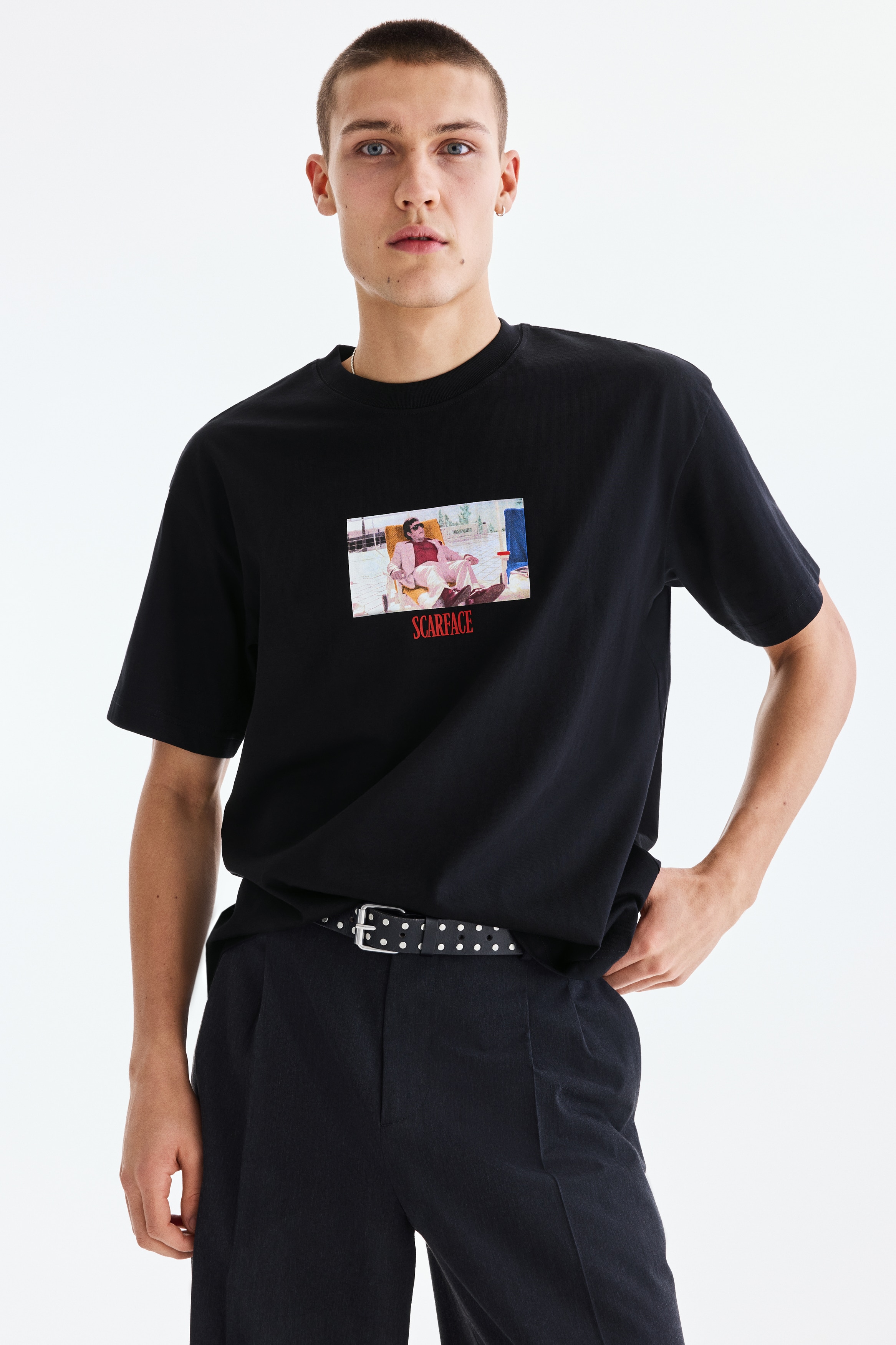 Men's Black/Scarface Loose Fit T-shirt | H&M US