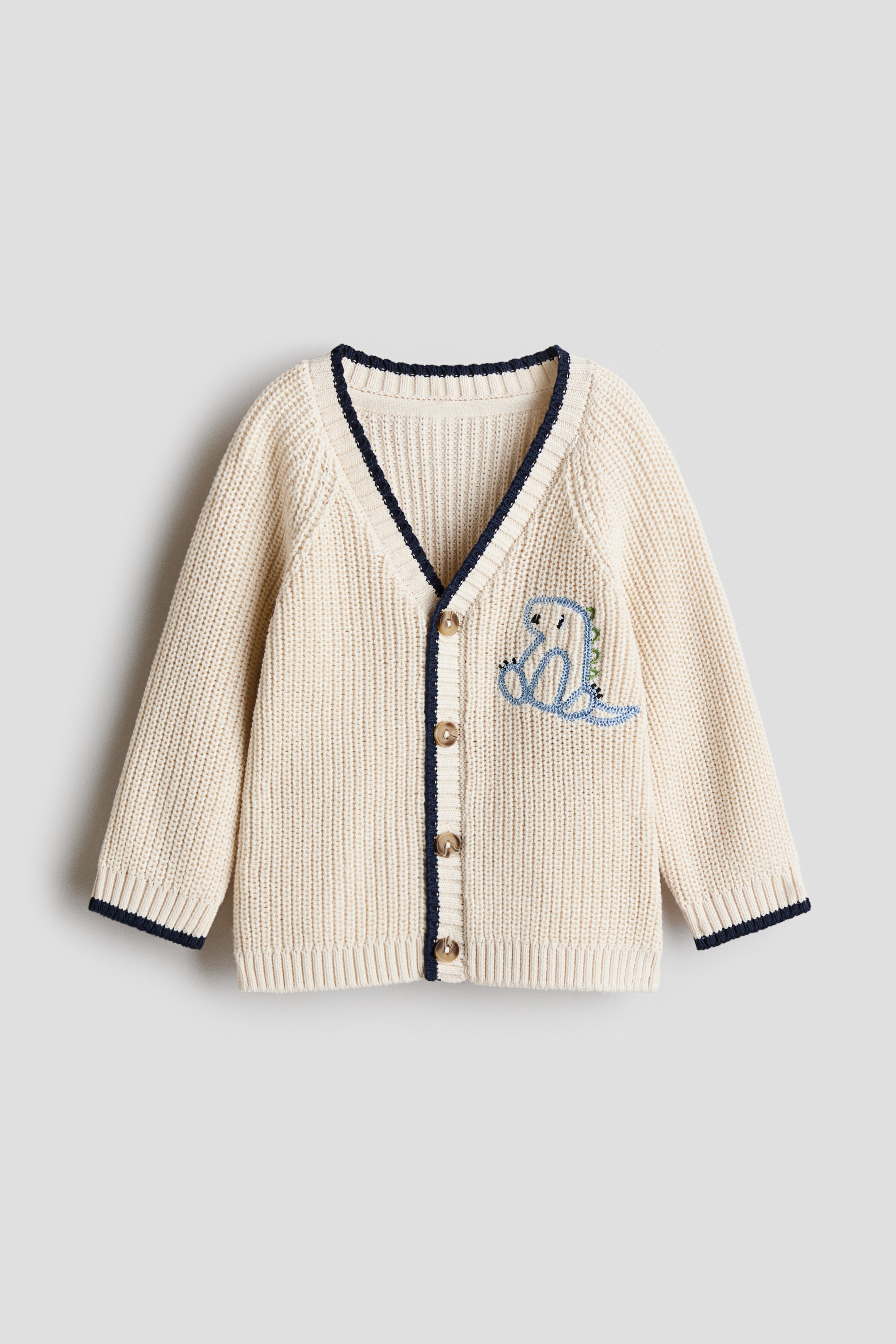 Visualizza immagine più grande: Cardigan in cotone con ricami - Beige chiaro/dinosauro - BAMBINO | H&M IT 5