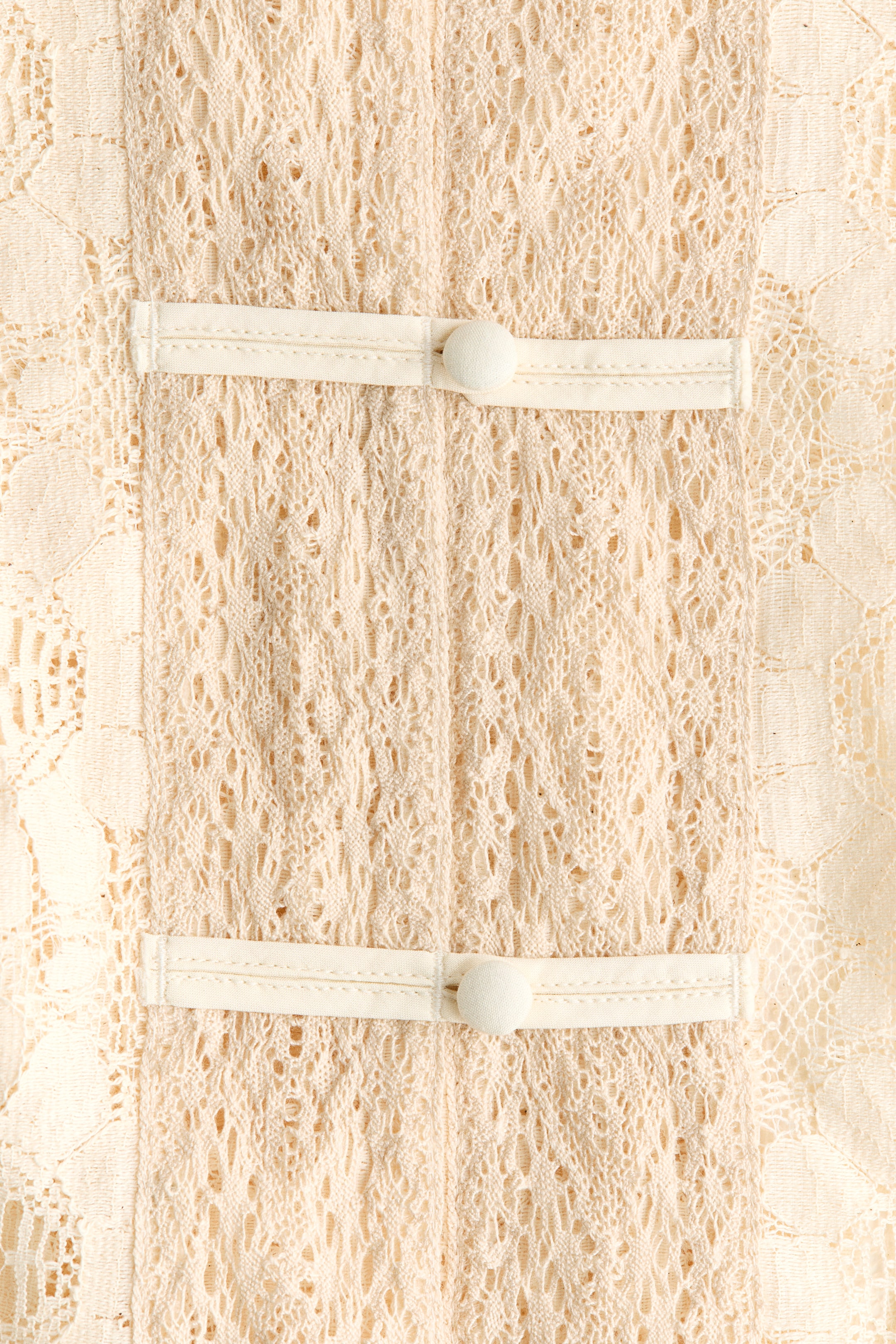 Knot-Button Lace Blouse