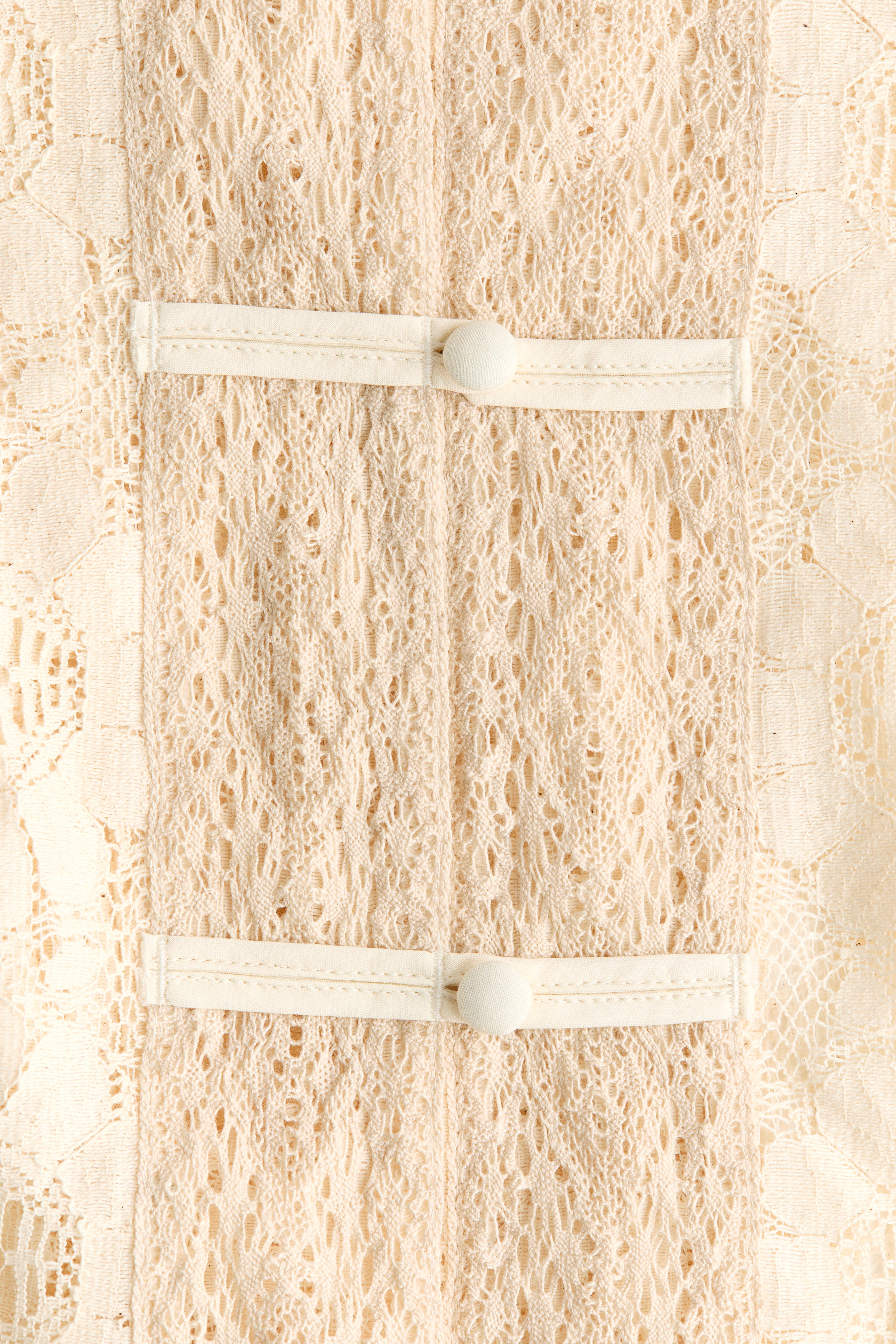 Knot-Button Lace Blouse