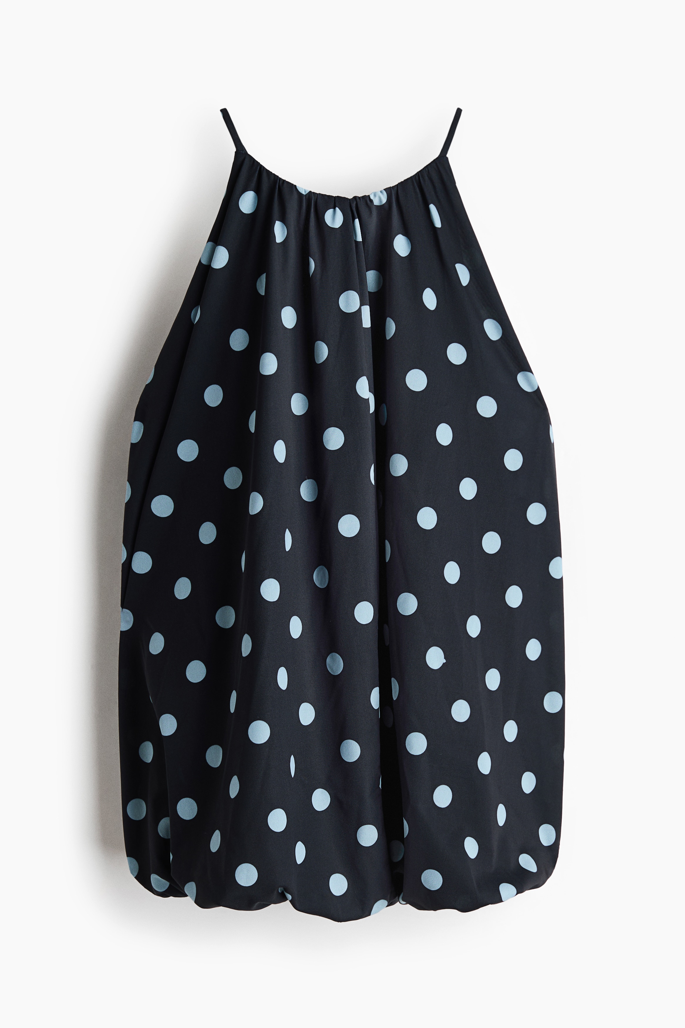 Draped bubble-hem top - Black/Polka dot