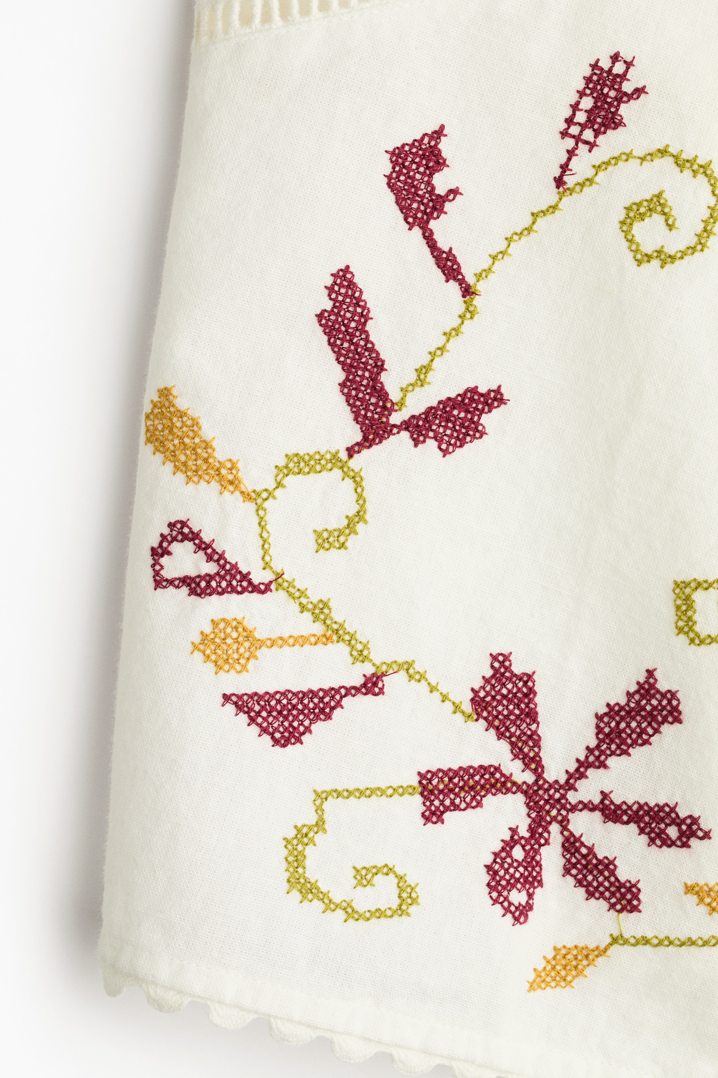 linen blend embroidered dress h&m H & M Linen-blend Off-the-shoulder Dress (White)