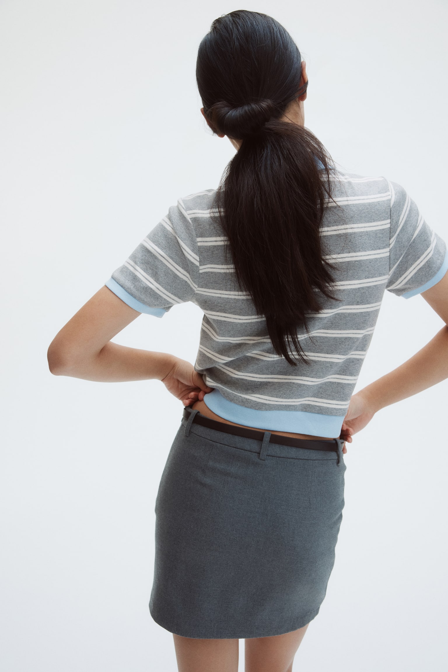 Áo polo cotton - Màu xám đốm/Kẻ/Màu xanh dương đậm/Kẻ - 5