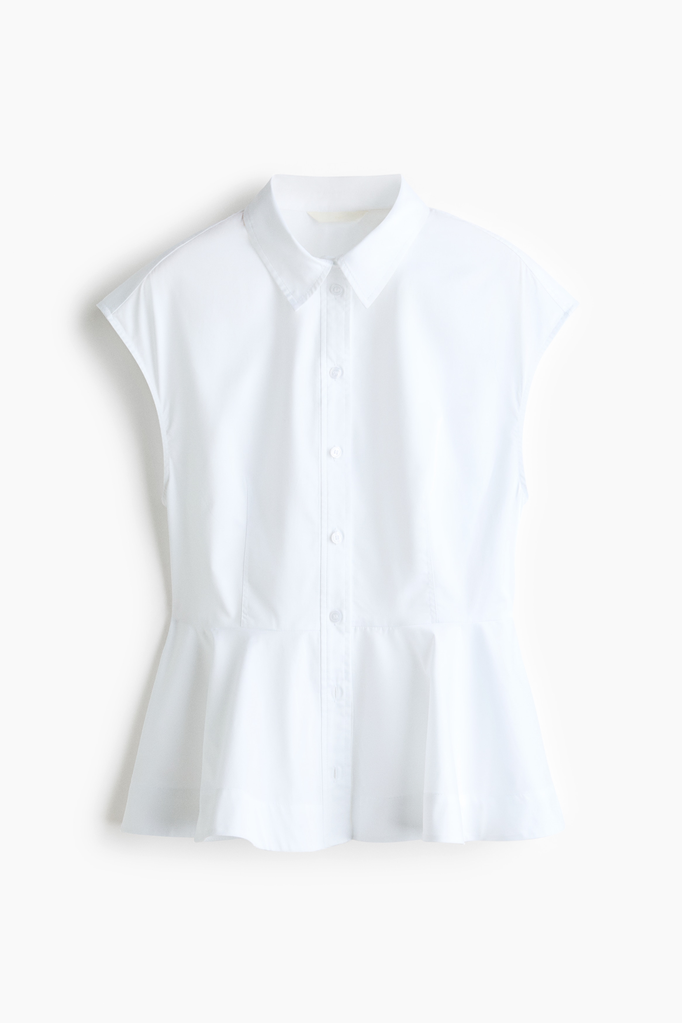 Cotton Peplum Top - White/Navy blue/Bright blue