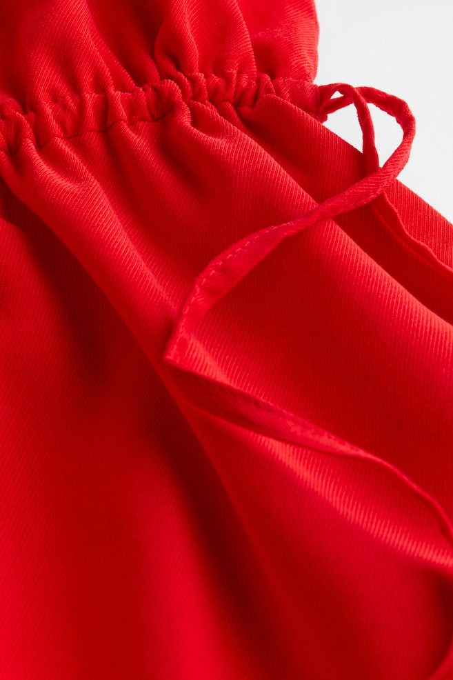 Twill drawstring dress - Bright red - 5