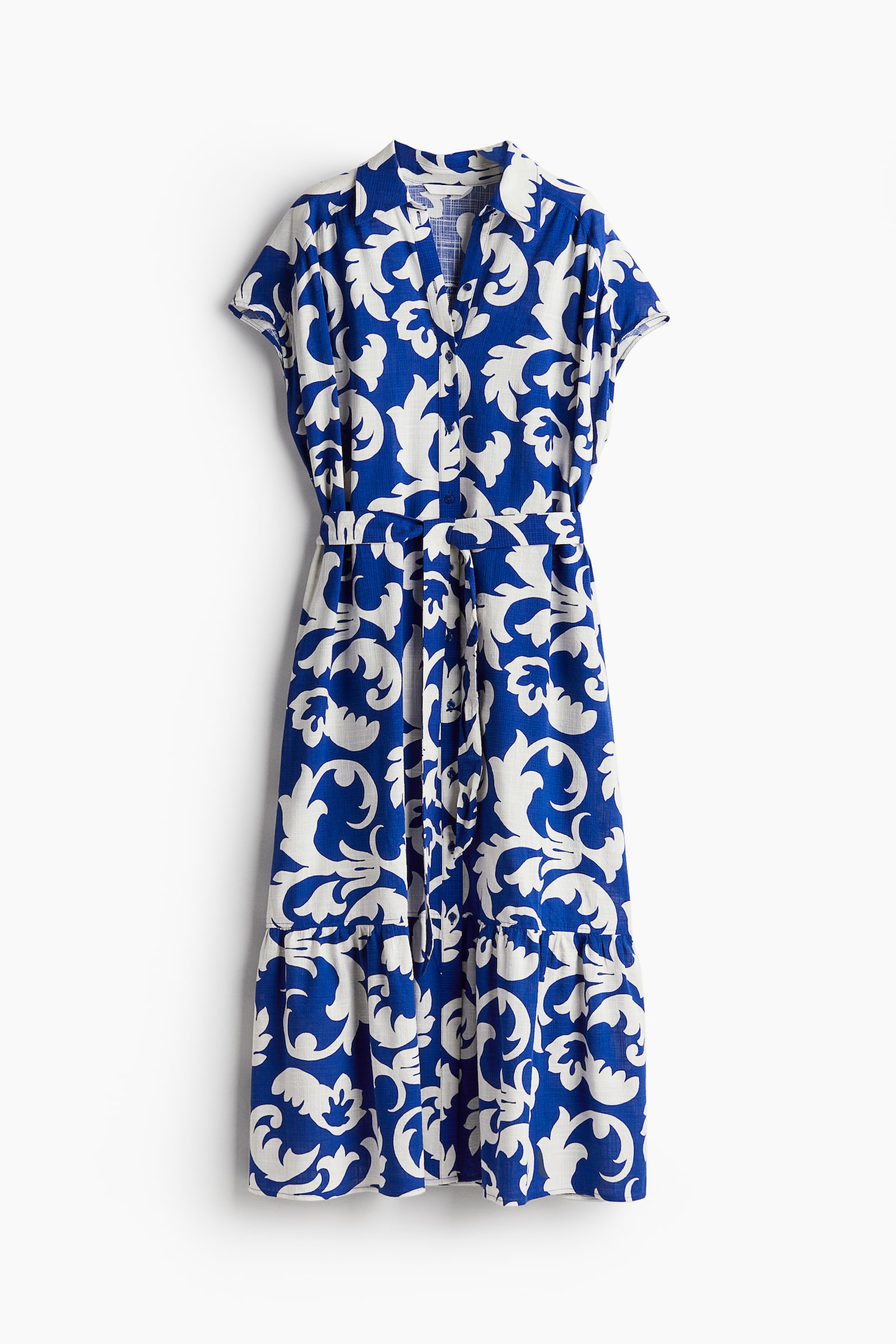 Oversized Tie Belt Dress - Bright blue/Pattern/Cream - 2