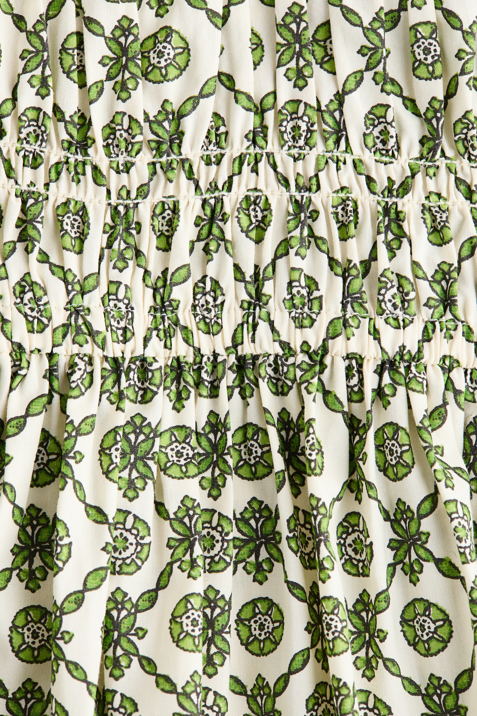 Flared-skirt cotton dress - Green/Patterned/White/Floral/White/Floral - 3