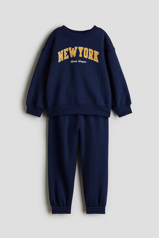 Set 2 pezzi con felpa e joggers - Blu navy/New York/Verde chiaro/94/Beige - 1