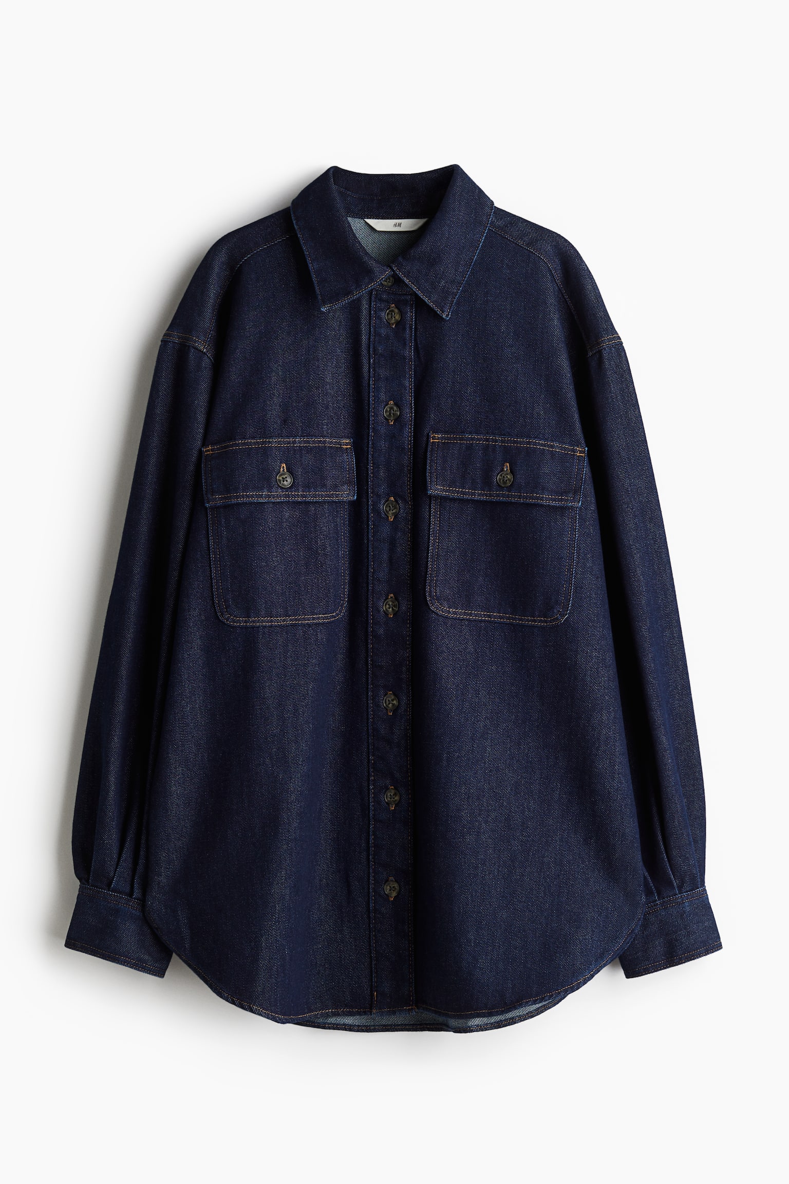 Loose-fit denim shirt - Dark denim blue - 2