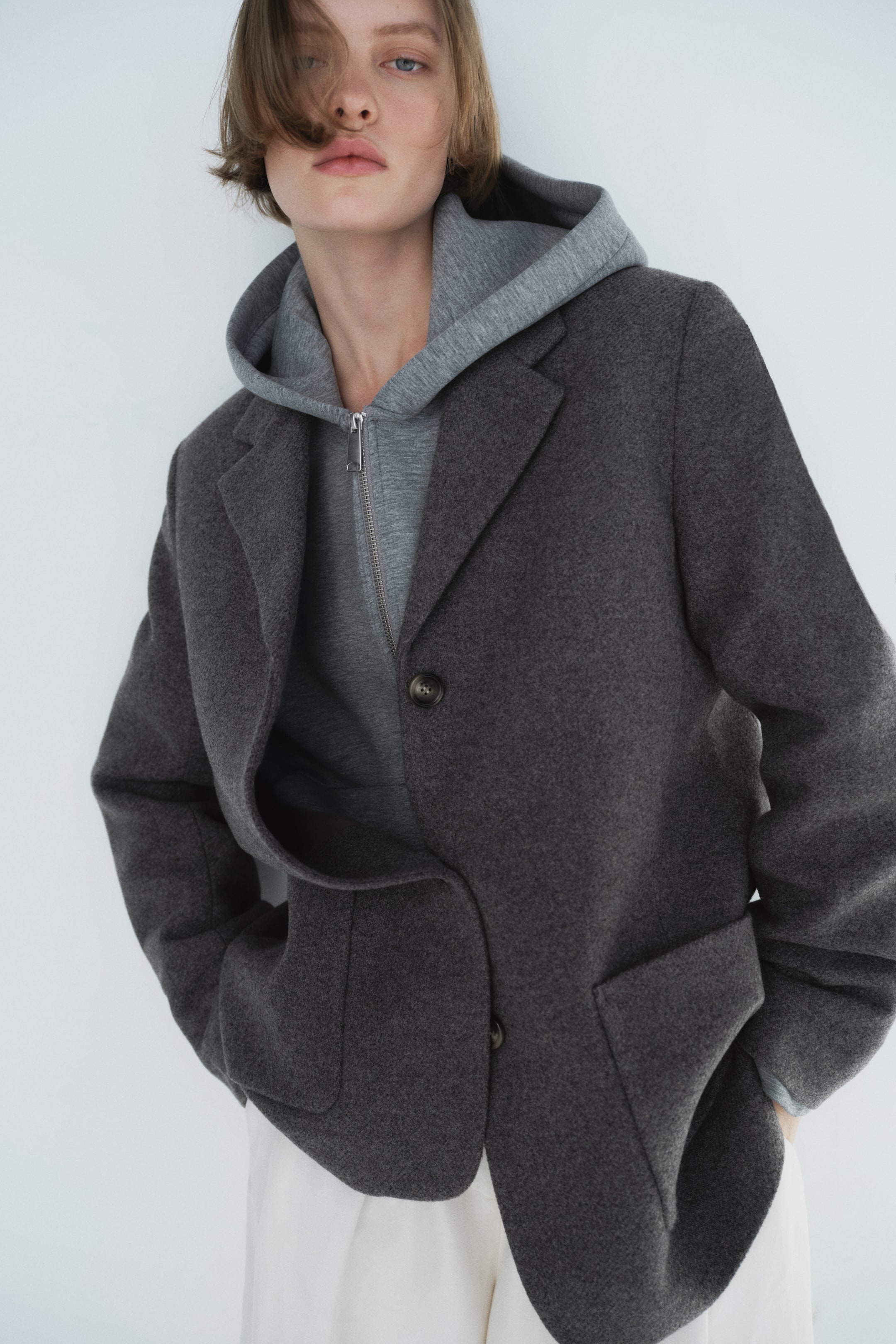 Agrandir l'image: Blazer en laine mélangée - Gris chiné - FEMME | H&M CH 1