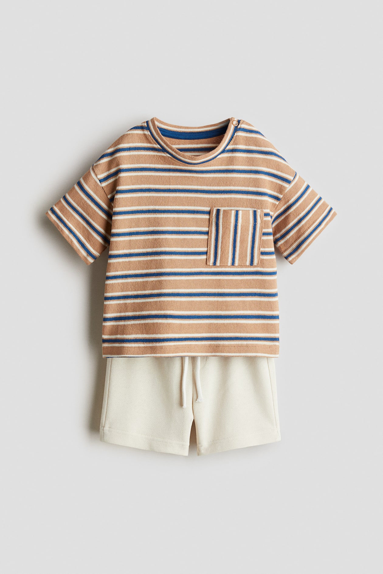 T-shirt col rond en fibres recyclées - Rayures bleues mixtes | la Vie