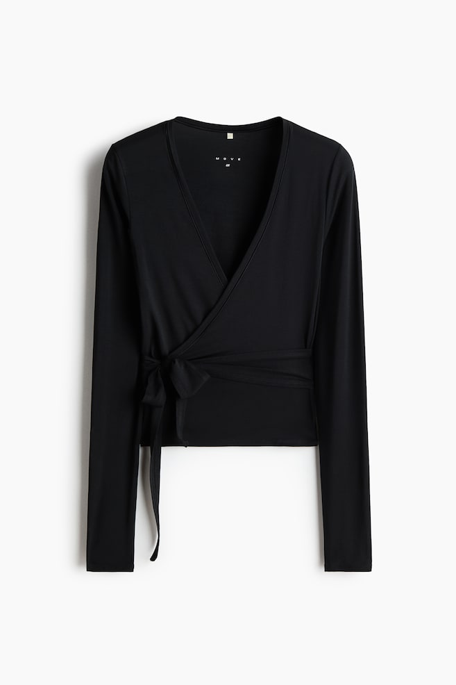 Sports Wrap Top in Modal - Black/Ivory white/Chocolate plum/Plum purple/Lilac/Warm brown/Apricot/Ivory - 1