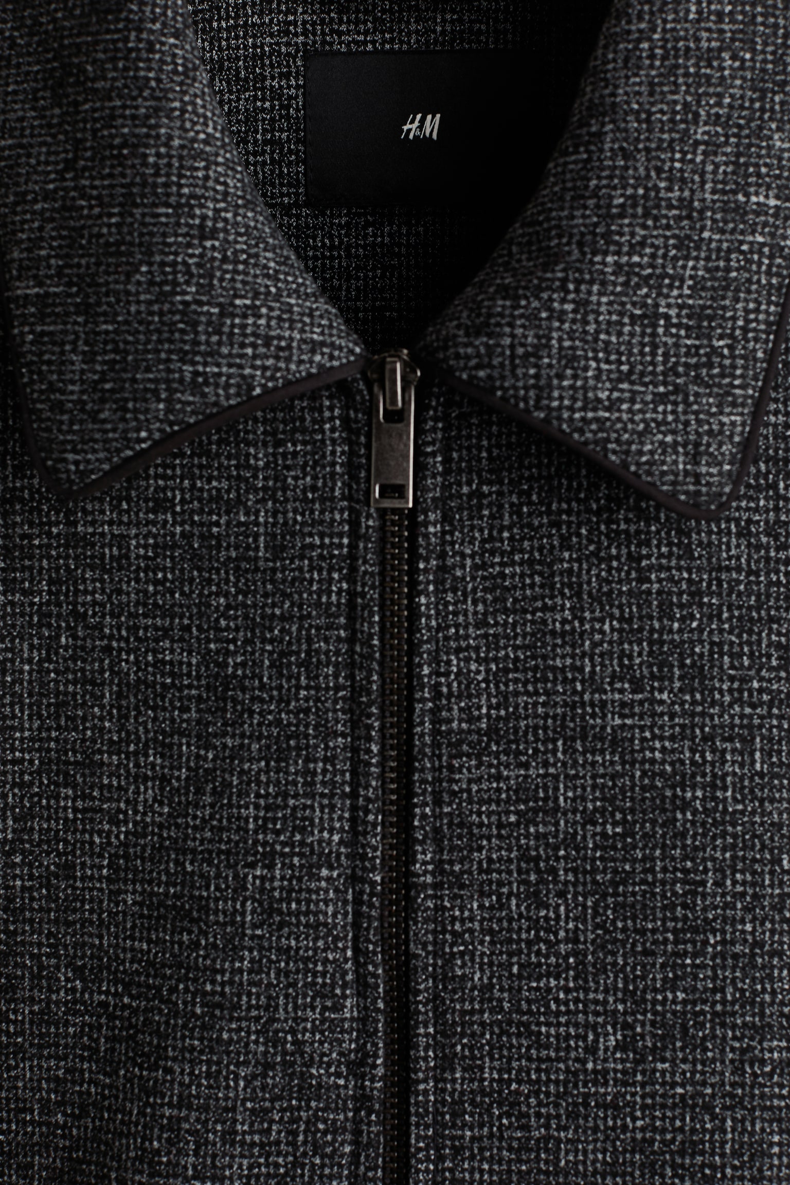 해링턴 스타일 재킷 - 블랙/체크/블랙 멜란지 - 6
