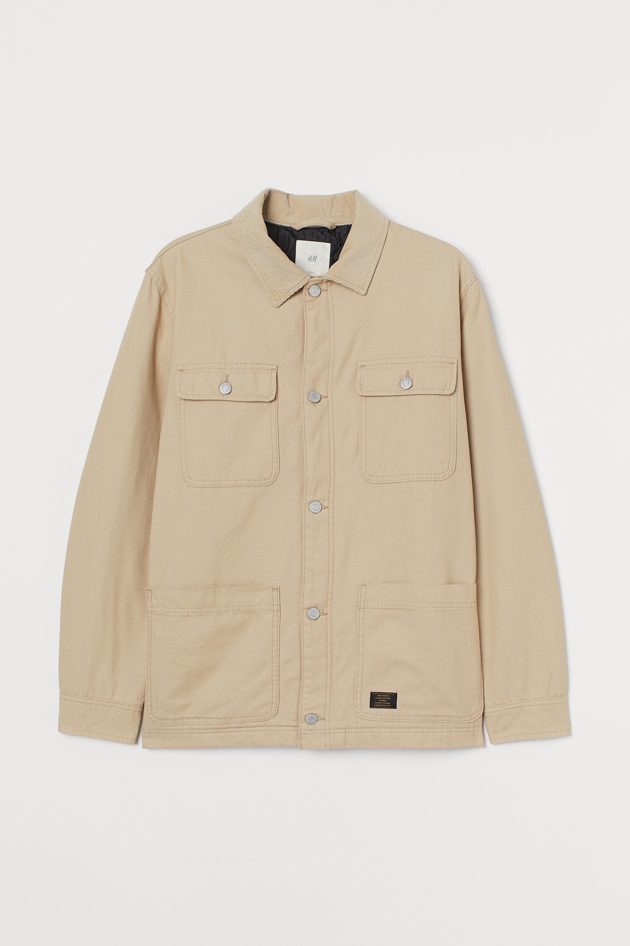 Corduroy Collared Jacket - Long sleeve - Beige - Men | H&M US