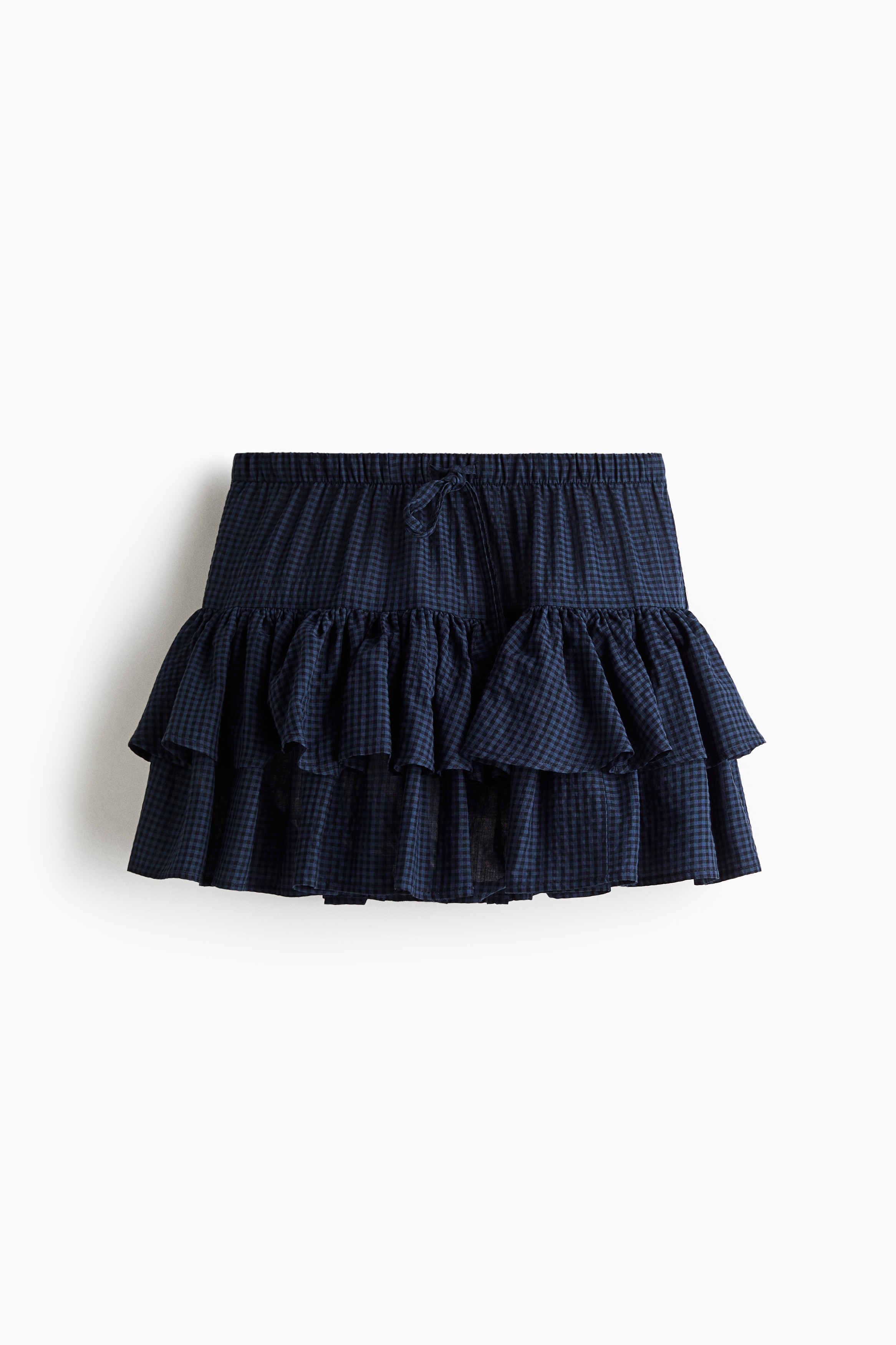 Tiered Drawstring Skirt - Dark blue/Gingham check/Light khaki green/Check/Light blue/Check