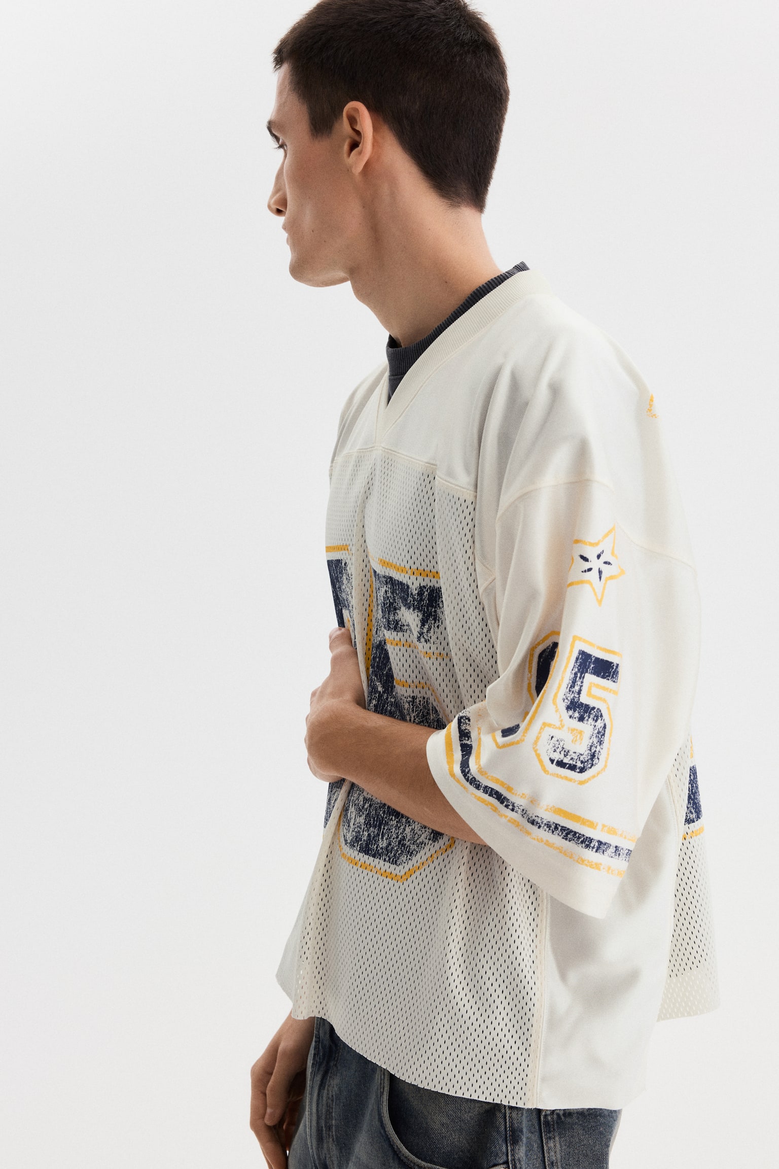 Playera Oversized Fit en malla con diseño - Blanco/W. Coast 95/Negro/22/Blanco/22/Azul oscuro/W. Coast 95 - 7