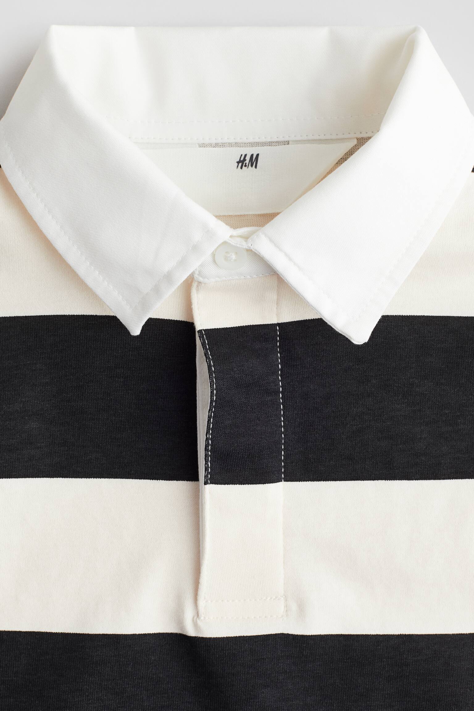 Cotton rugby shirt - White/Black striped - 2