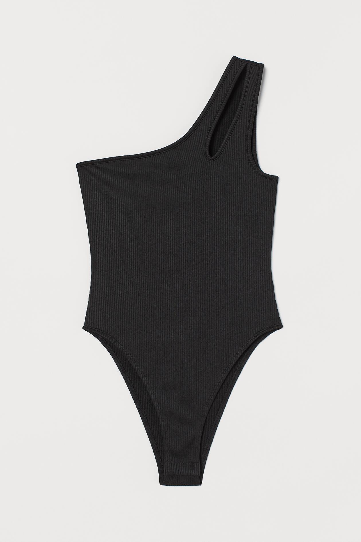 One-shoulder Bodysuit - Sleeveless - Black - Ladies | H&M US