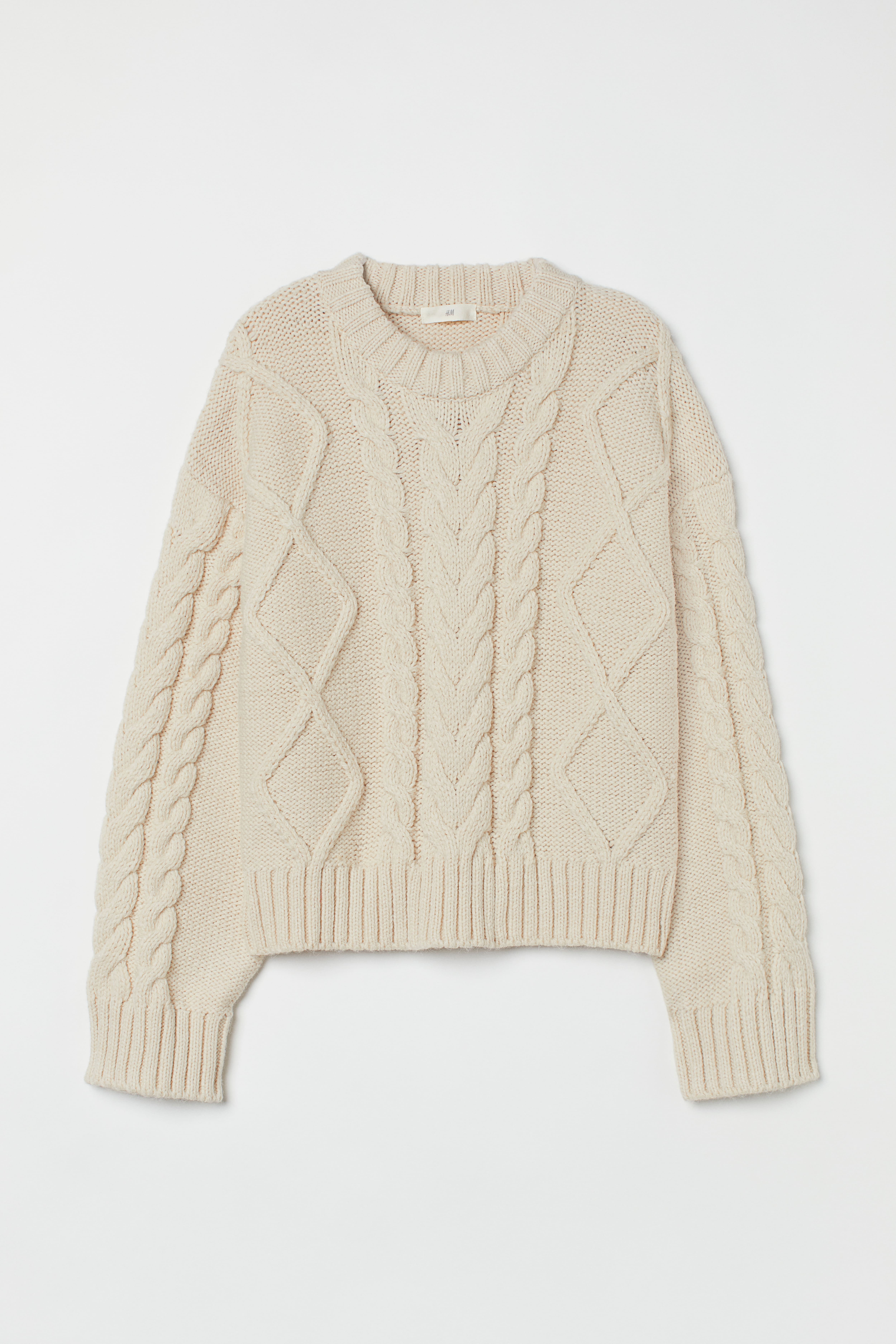 Pull en maille torsadee Beige clair FEMME H M BE