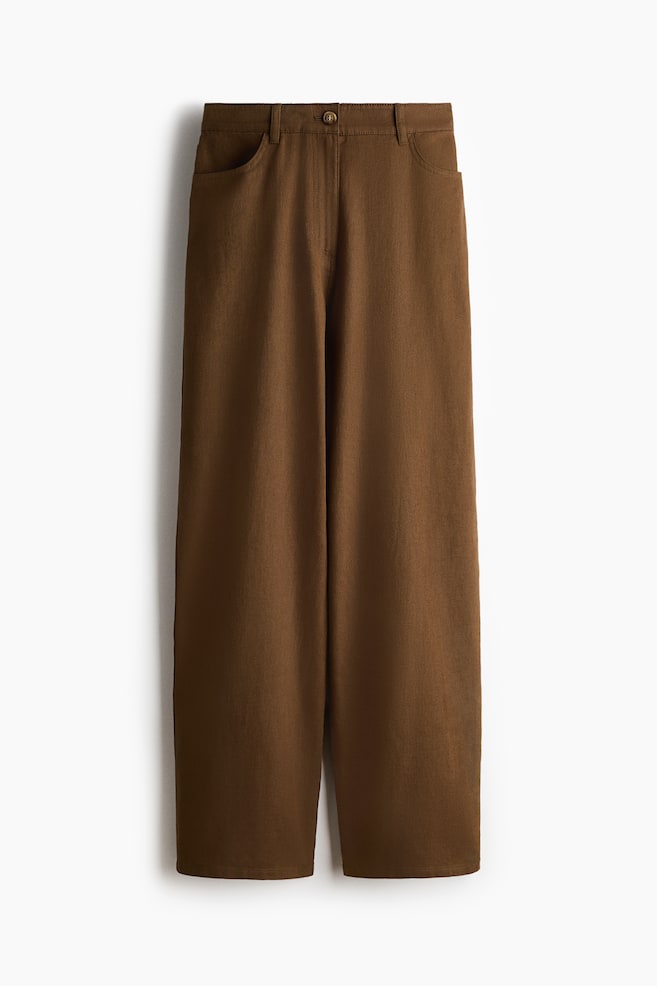 Linen-blend trousers - Brown/Dark brown/White - 1