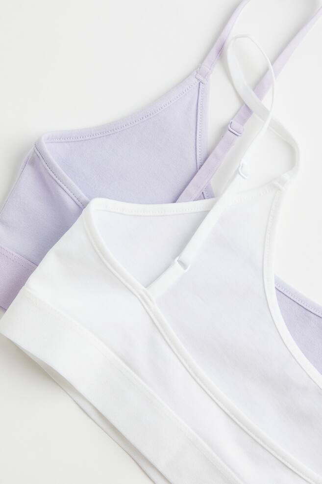 2-pack non-padded cotton bra tops - Light purple/White/Black/White/Bright blue/New York/Cerise/Zebra print/dc/dc/dc - 2