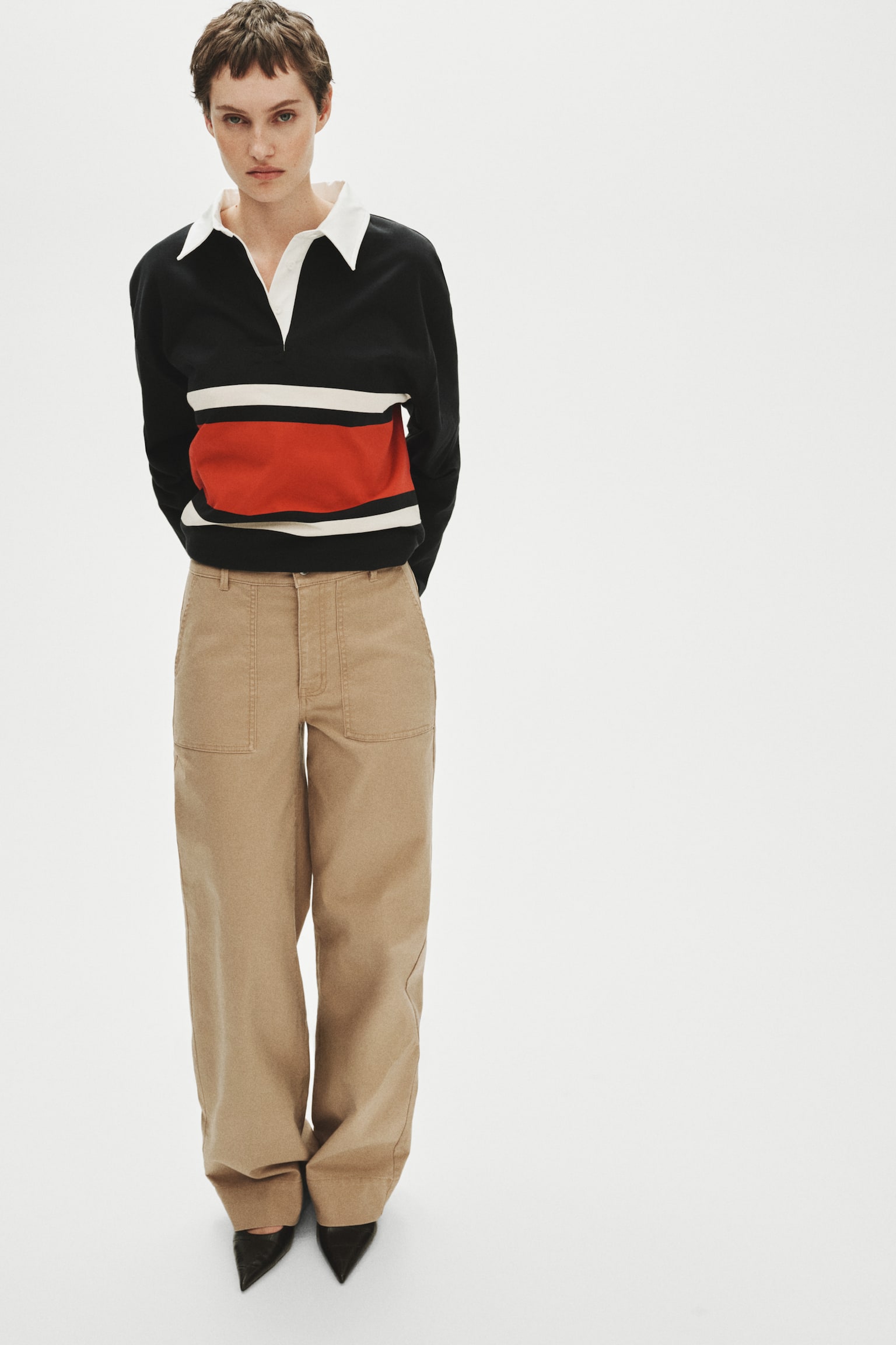 Cotton canvas trousers - Beige/Blue - 2