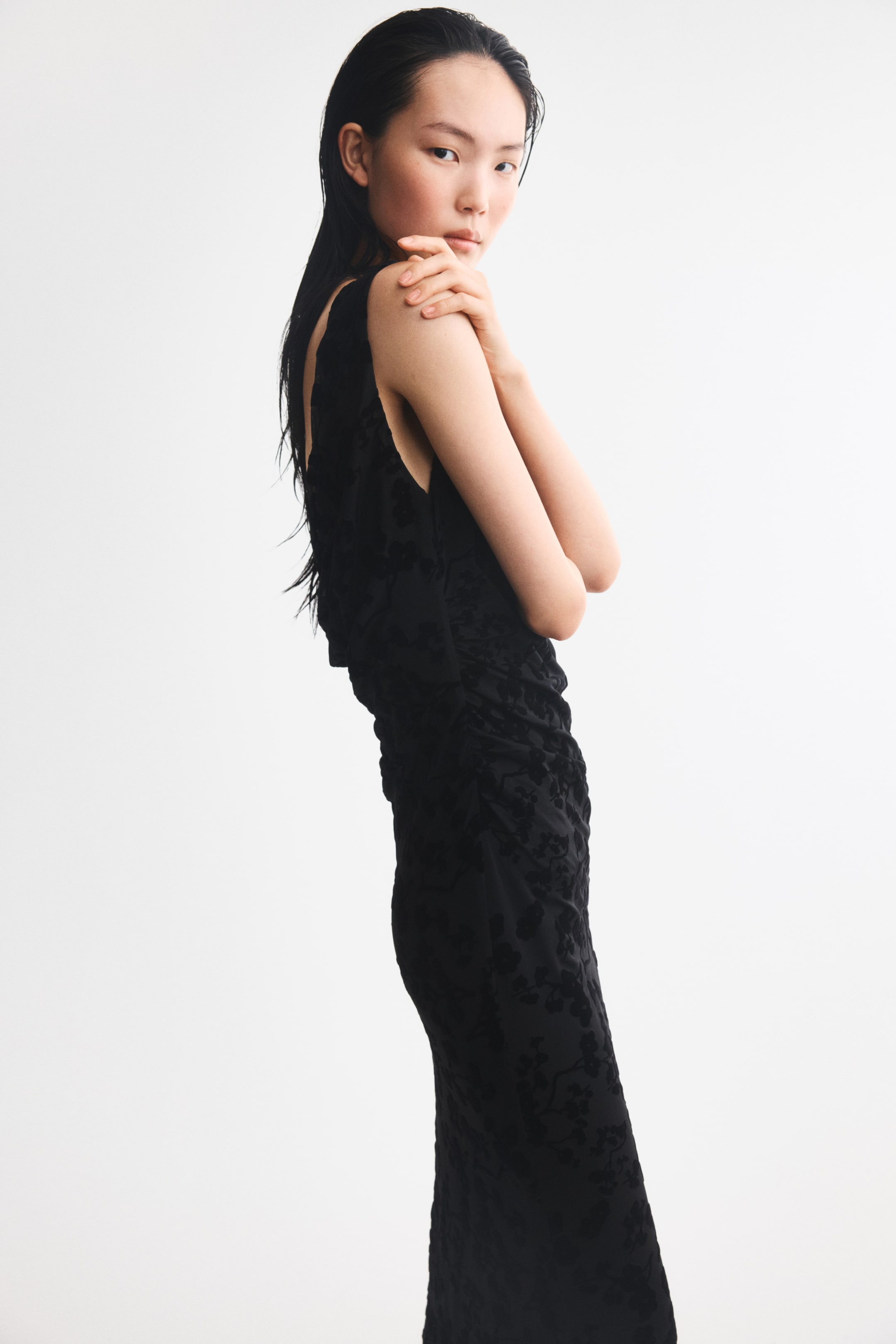 Flock-Print Bodycon Dress