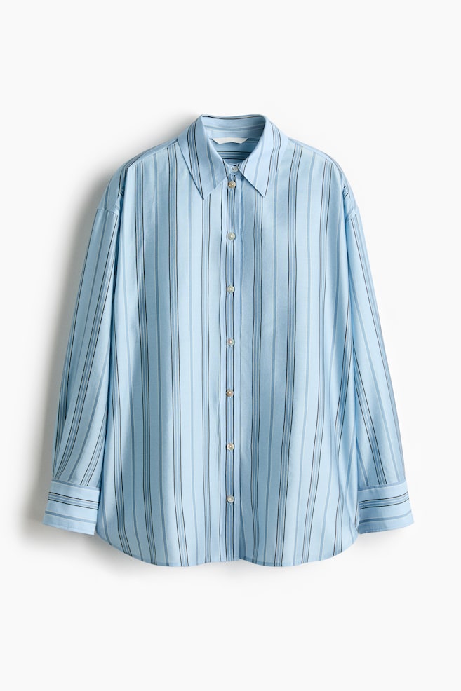 Oversized shirt - Light blue/Striped - 1