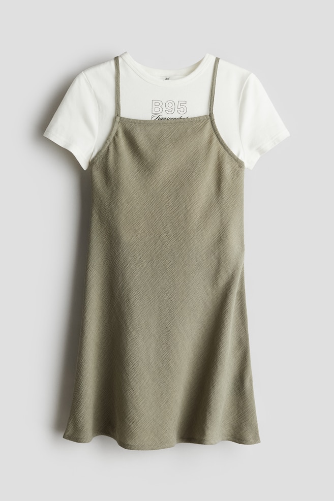 2-teiliges Set mit Shirt und Kleid - Khakigrün - 1