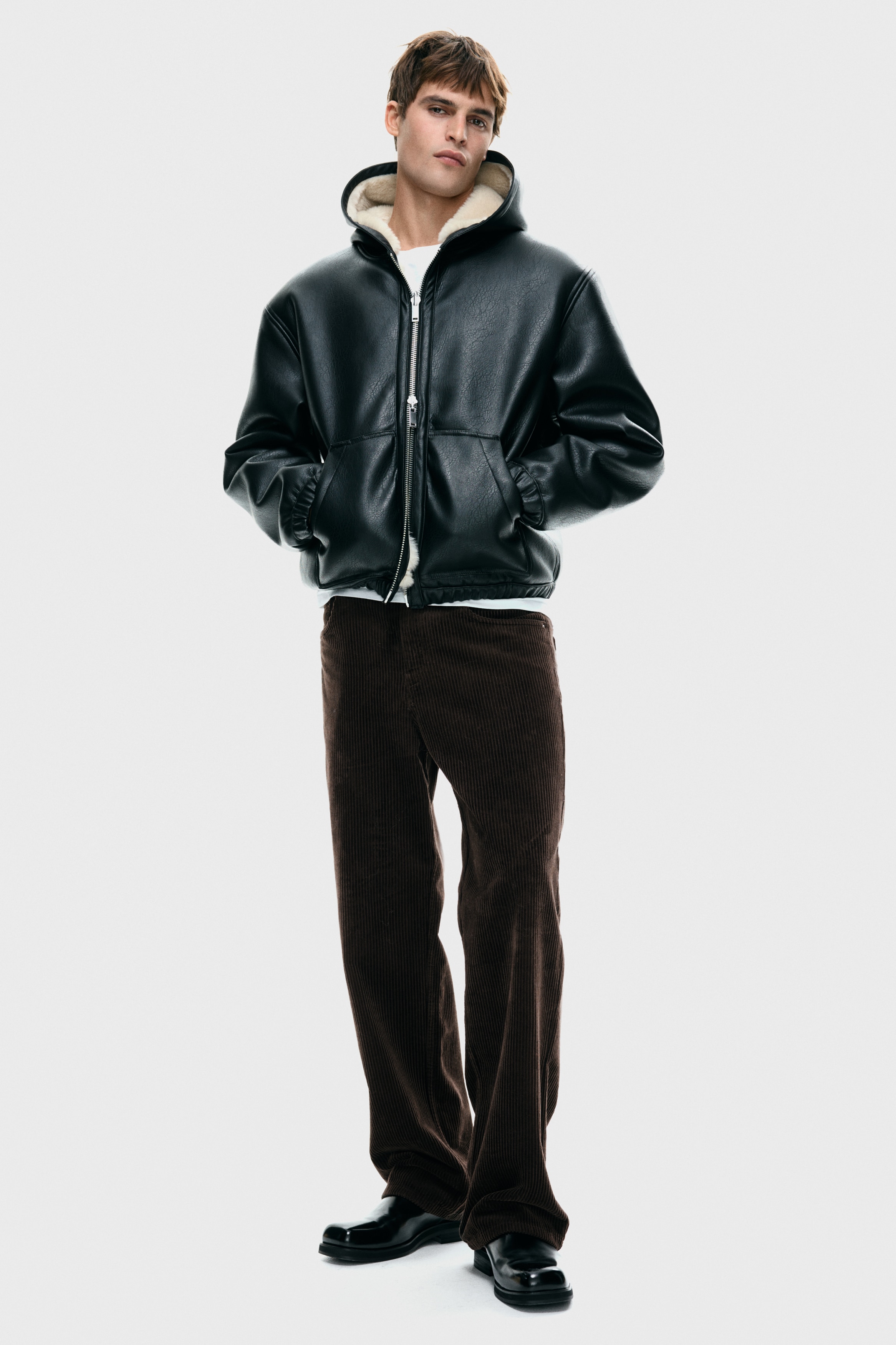 Manchesterbyxa Relaxed Fit - Mörkbrun/Marinblå