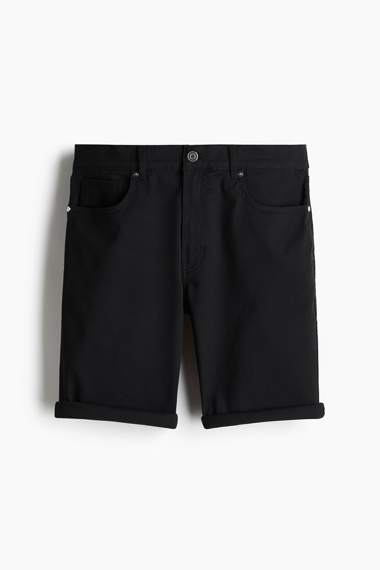 Slim Fit Cotton twill shorts - Black/Light beige/White/Dark grey/Dark grey - 2