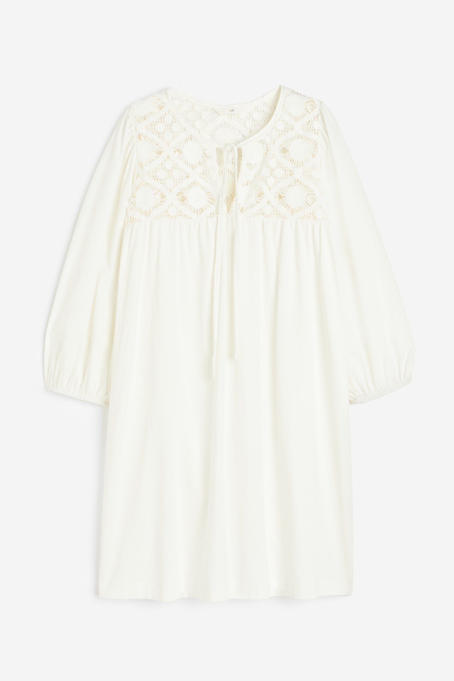 Lace Detail Jersey Dress - Cream/Black - 1