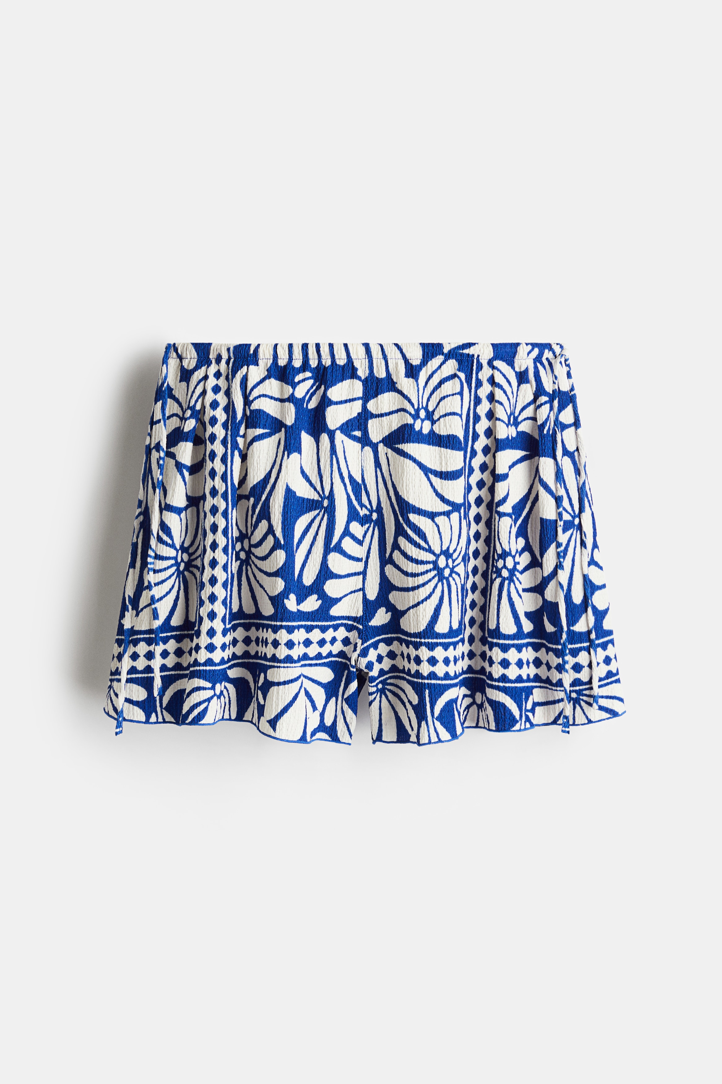 Calções em jersey enrugado - Azul vivo/Padrão branco/Castanho escuro