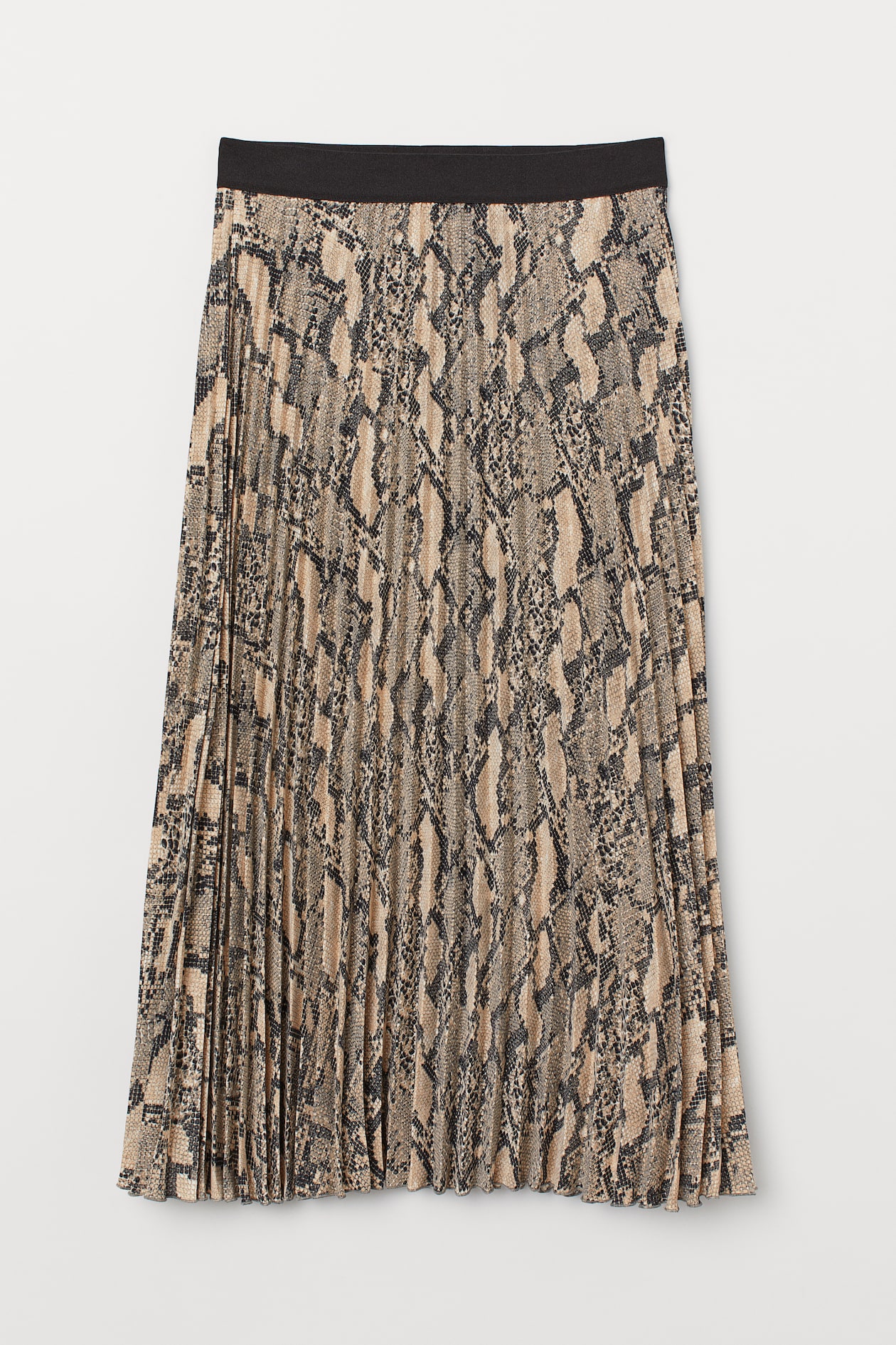 Pleated skirt - Midi - Grey/Snakeskin-patterned - Ladies | H&M GB