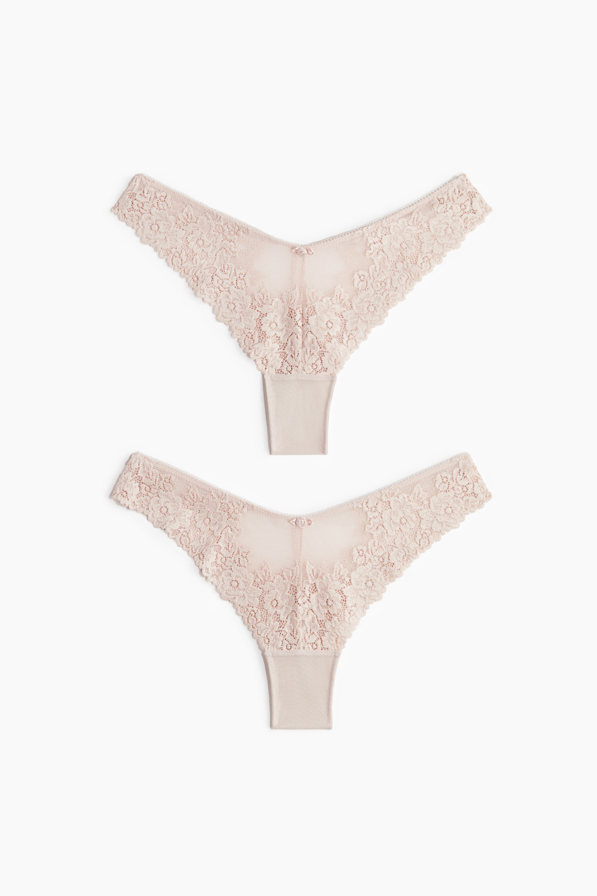 2-Pack Lace Brazilian Briefs - Light pink/Black/cream