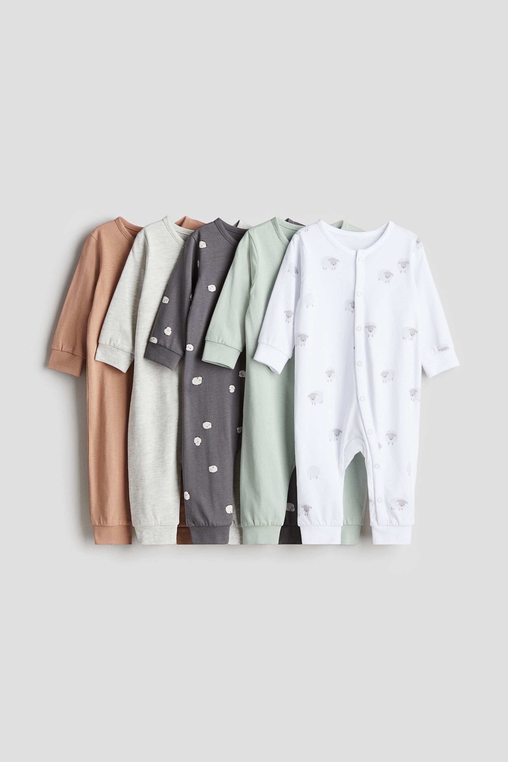 5-pack Long-sleeved Pajama Jumpsuits