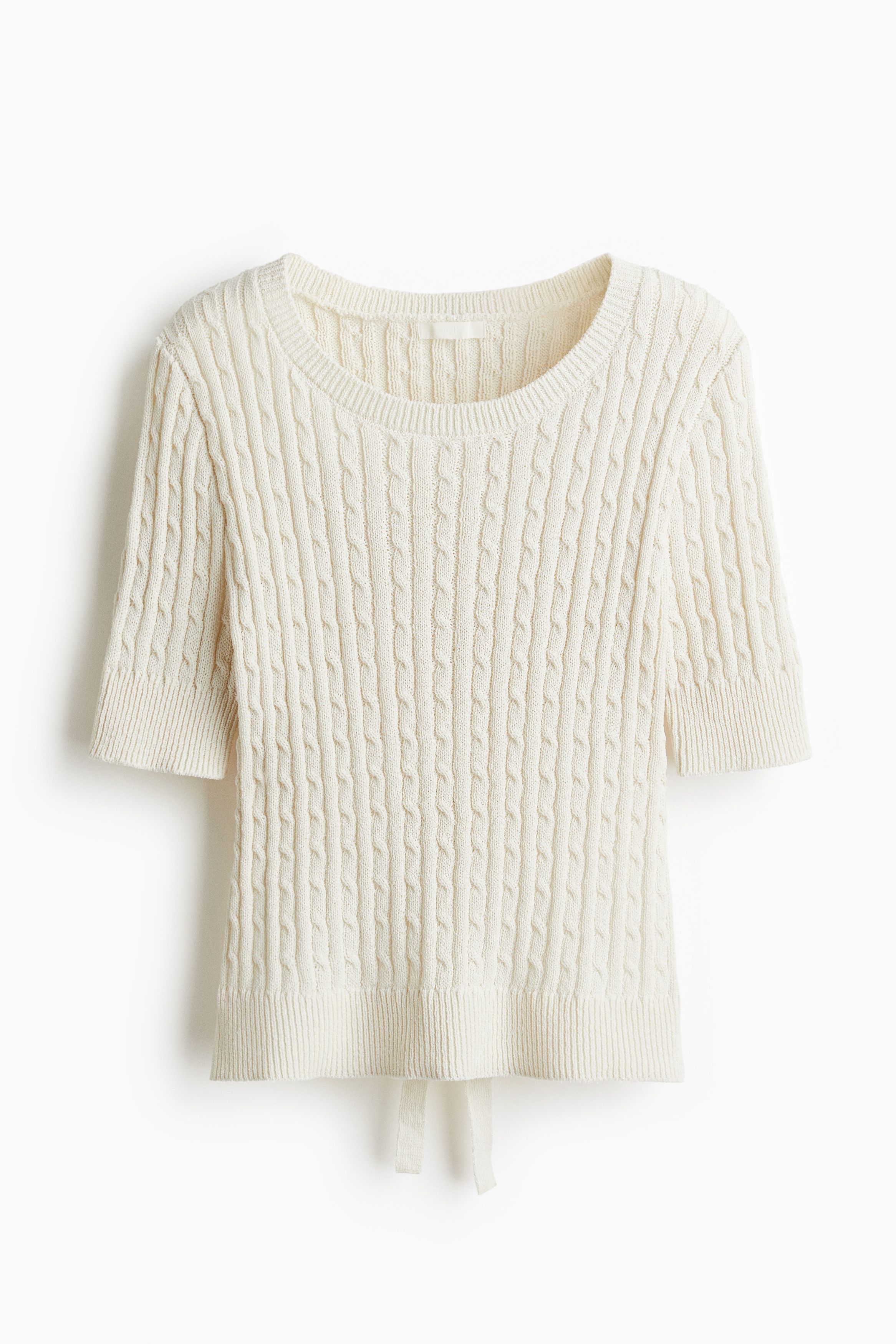 Cable-knit top - Crème/Vert kaki