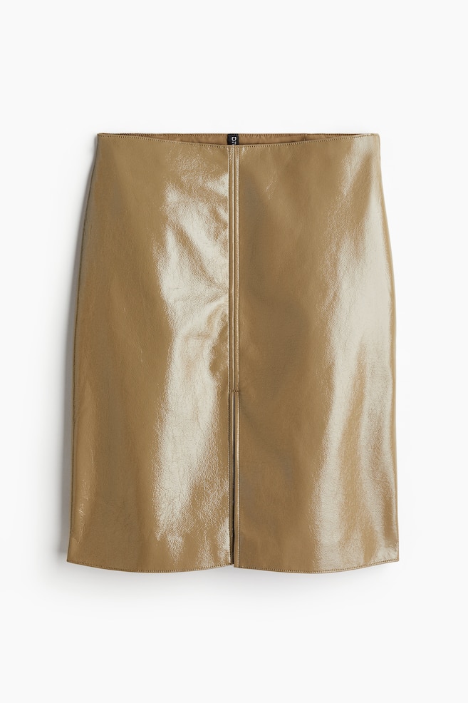 Coated pencil skirt - Dark beige - 1