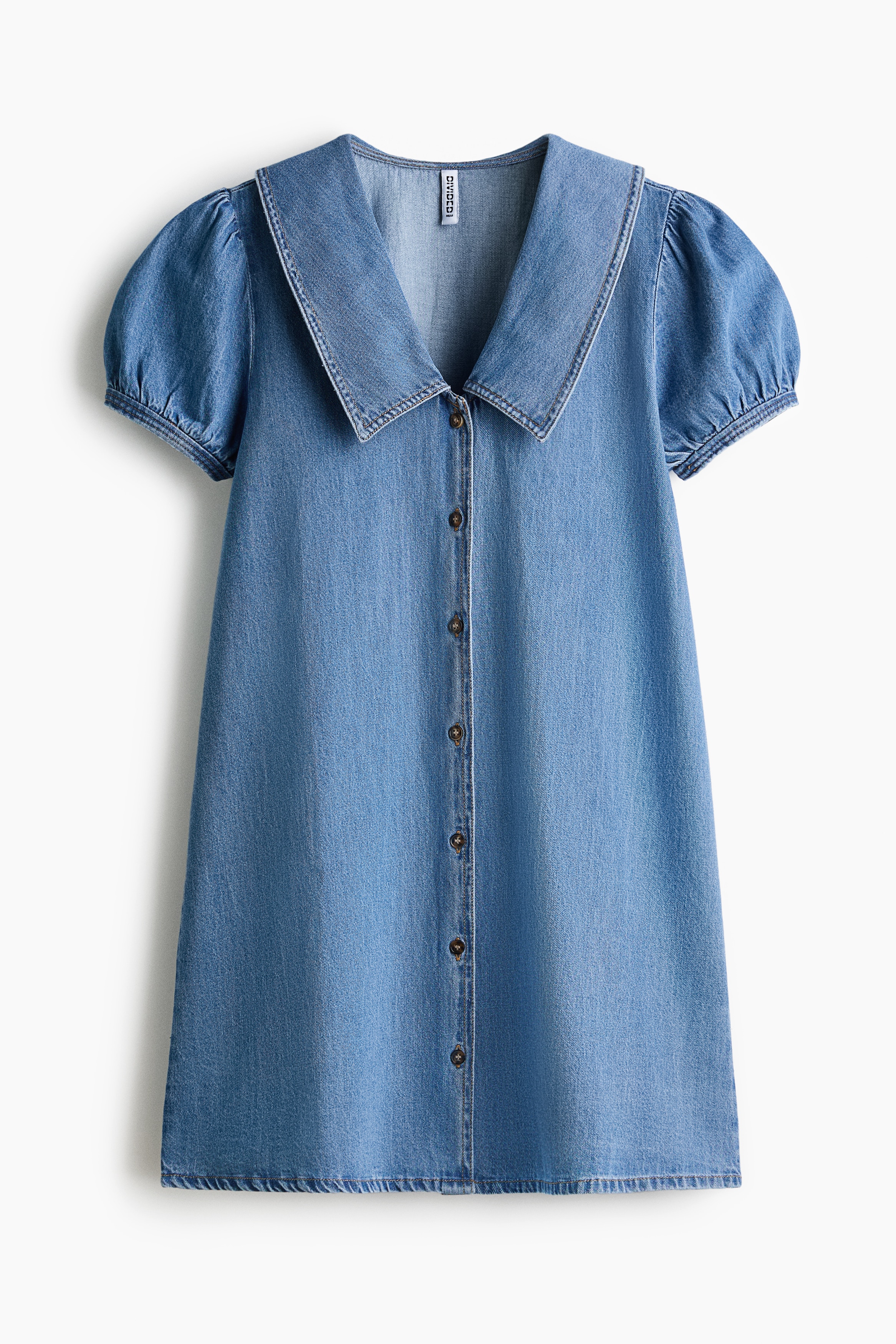 Collared denim dress - Denim blue/Cream