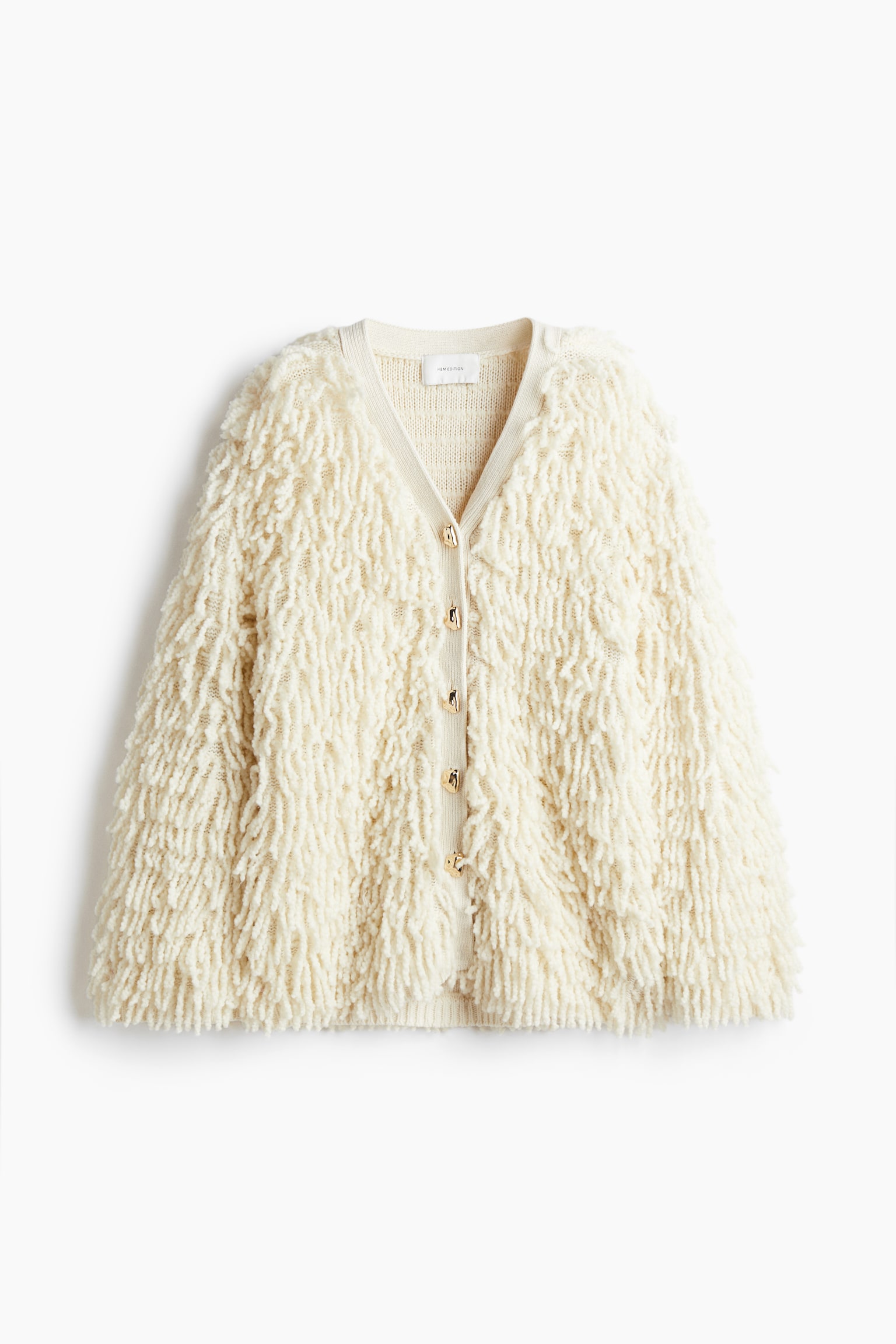 Fringed wool-blend cardigan - Cream - 2