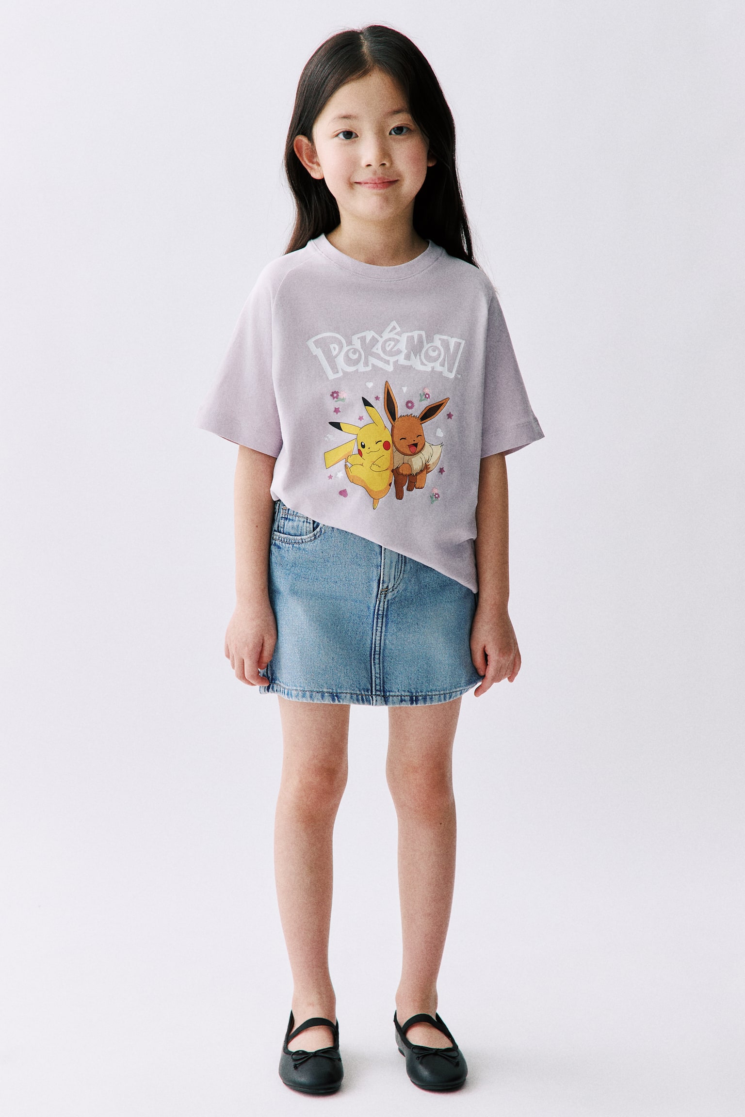 Áo thun in hình - Màu tím khói nhạt/Pokémon/Màu trắng/Pokémon - 2