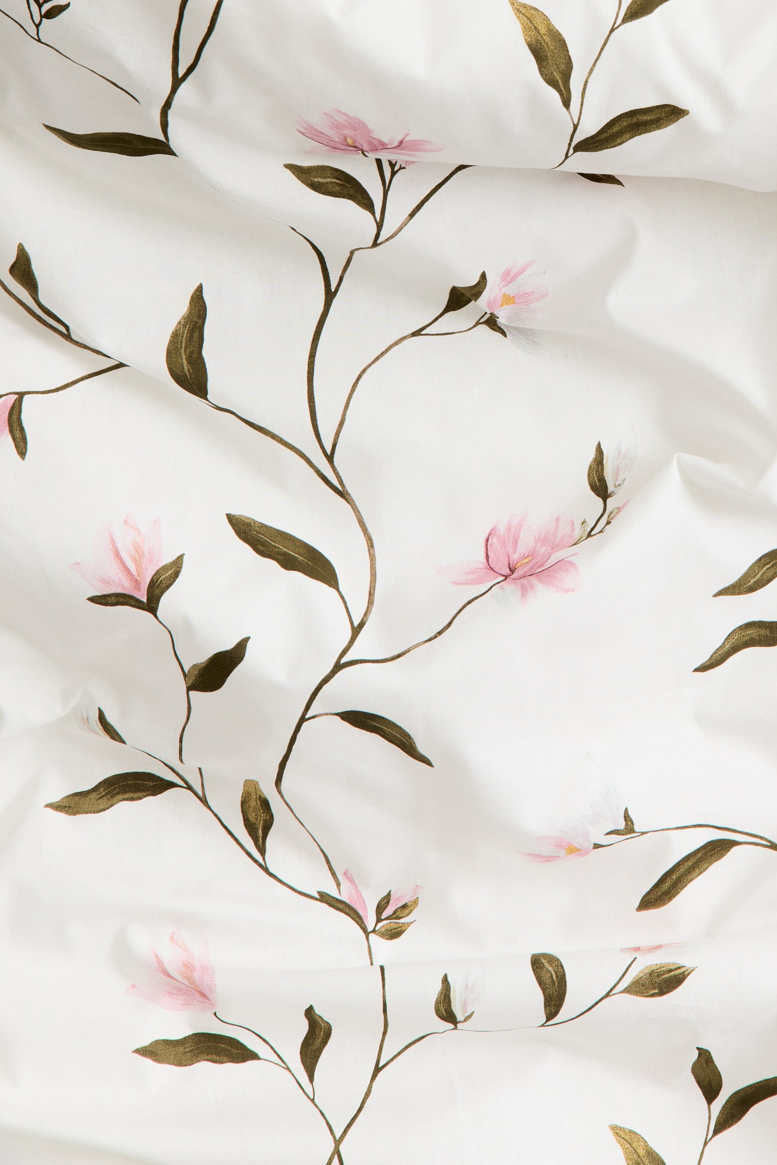 Cotton double/king duvet cover set - White/Floral/Light beige/Floral - 3