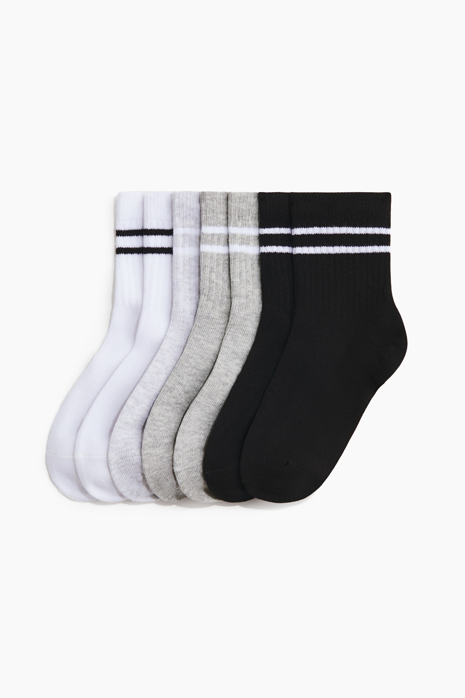 7er-Pack Sportsocken - Schwarz/Graumeliert/Weiß/Marineblau/Dunkelgrau/Weiß