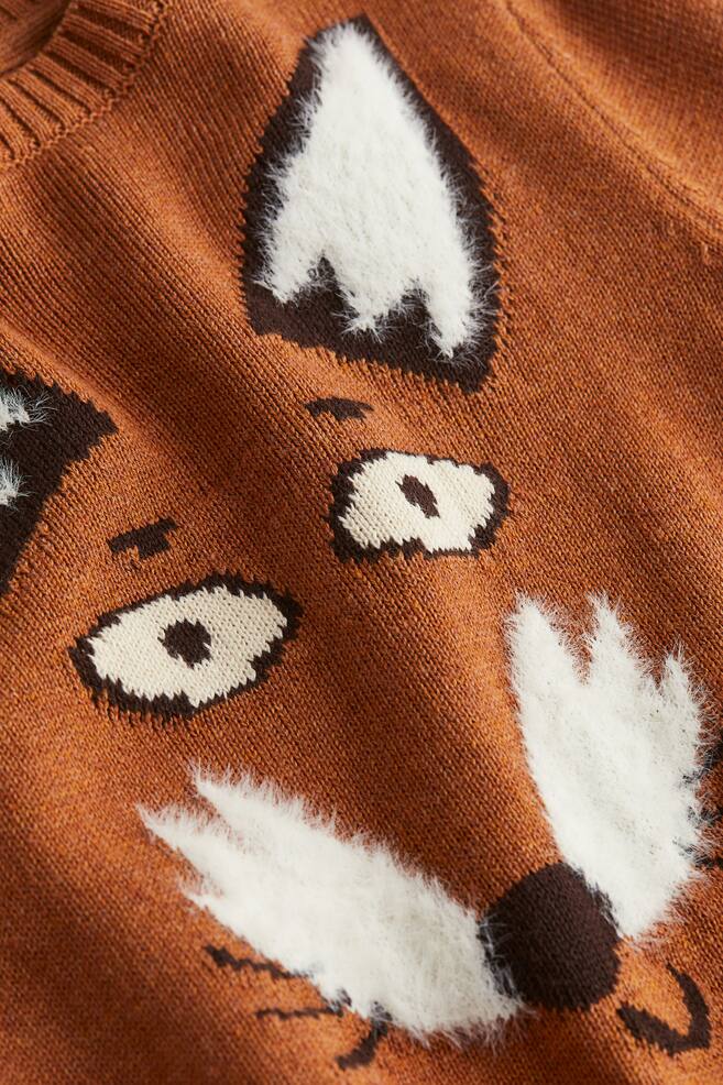 Jacquard-knit jumper - Brown/Fox/Grey/Dinosaurs - 4