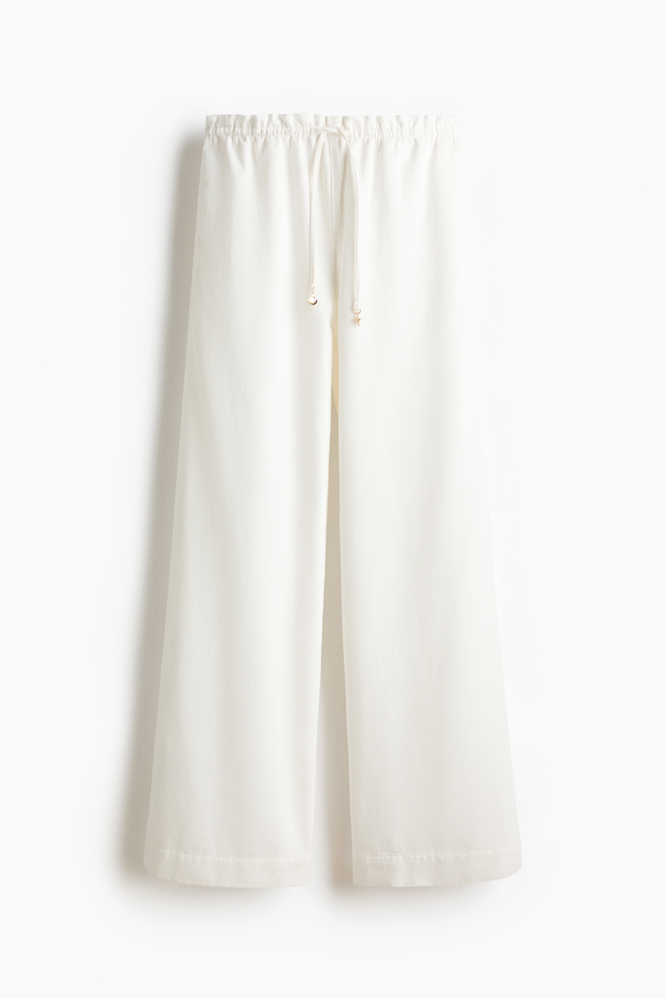 Tie-belt paper bag trousers - Kremowy/Niebieski denim