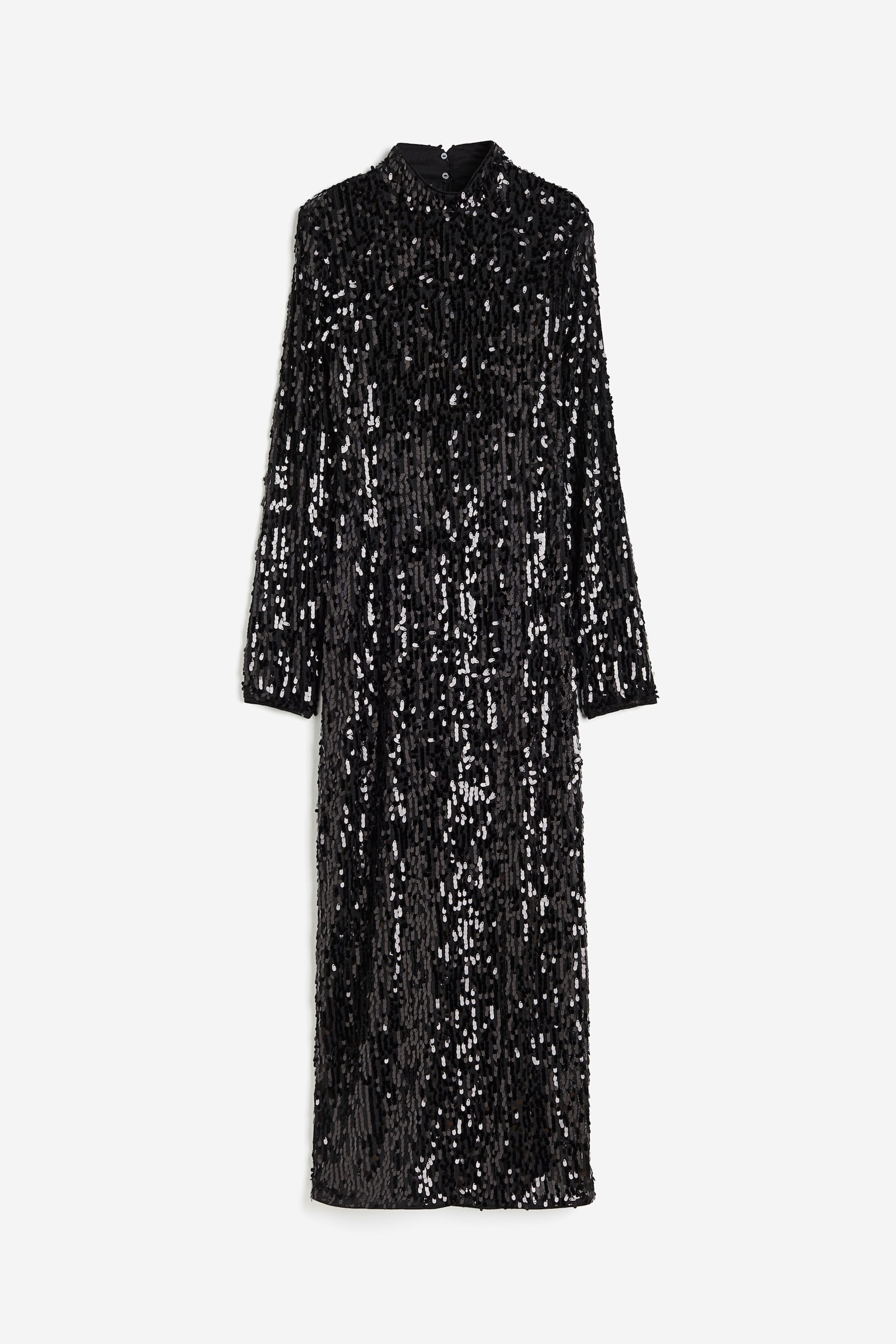 Long Sequin Dress - Black - 1