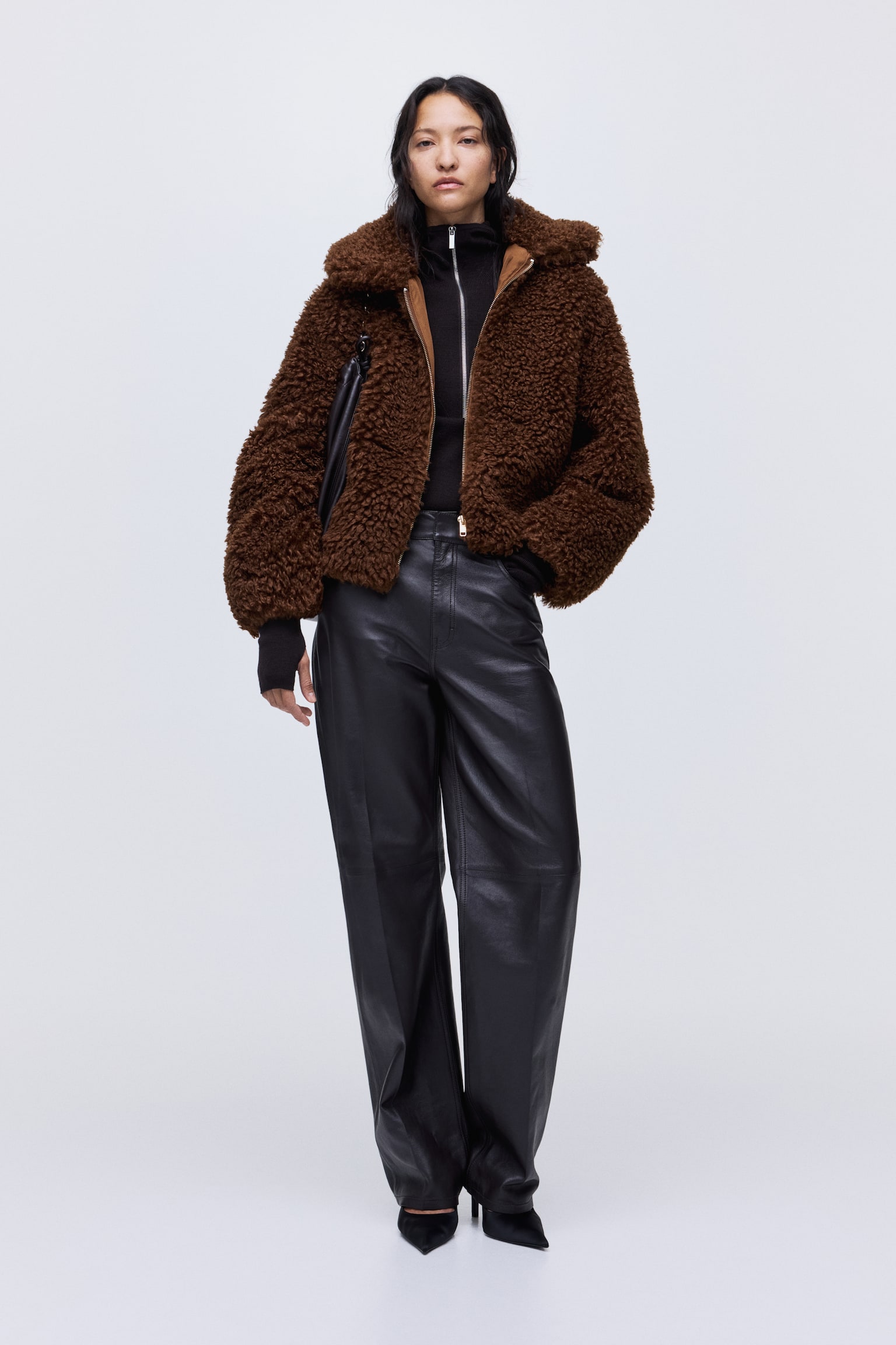 Jacke aus Teddyfleece - Dunkelbraun/Beige - 7