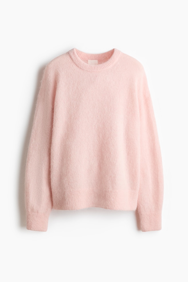 Oversized Alpaca-Blend Sweater - Light pink/Light taupe melange/Brown - 1
