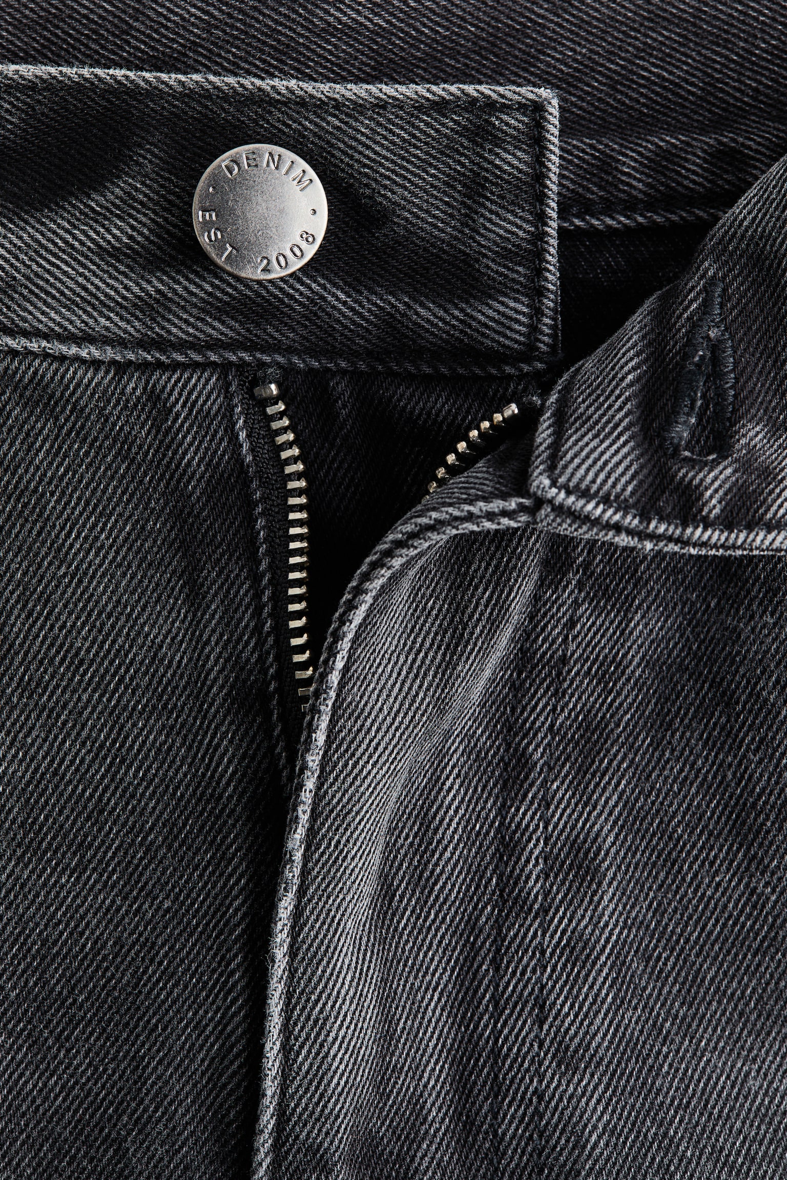 Женские джинсы H&M Barrel-Leg Regular-Waist, цвет: Джинсовый чёрный — фото 8